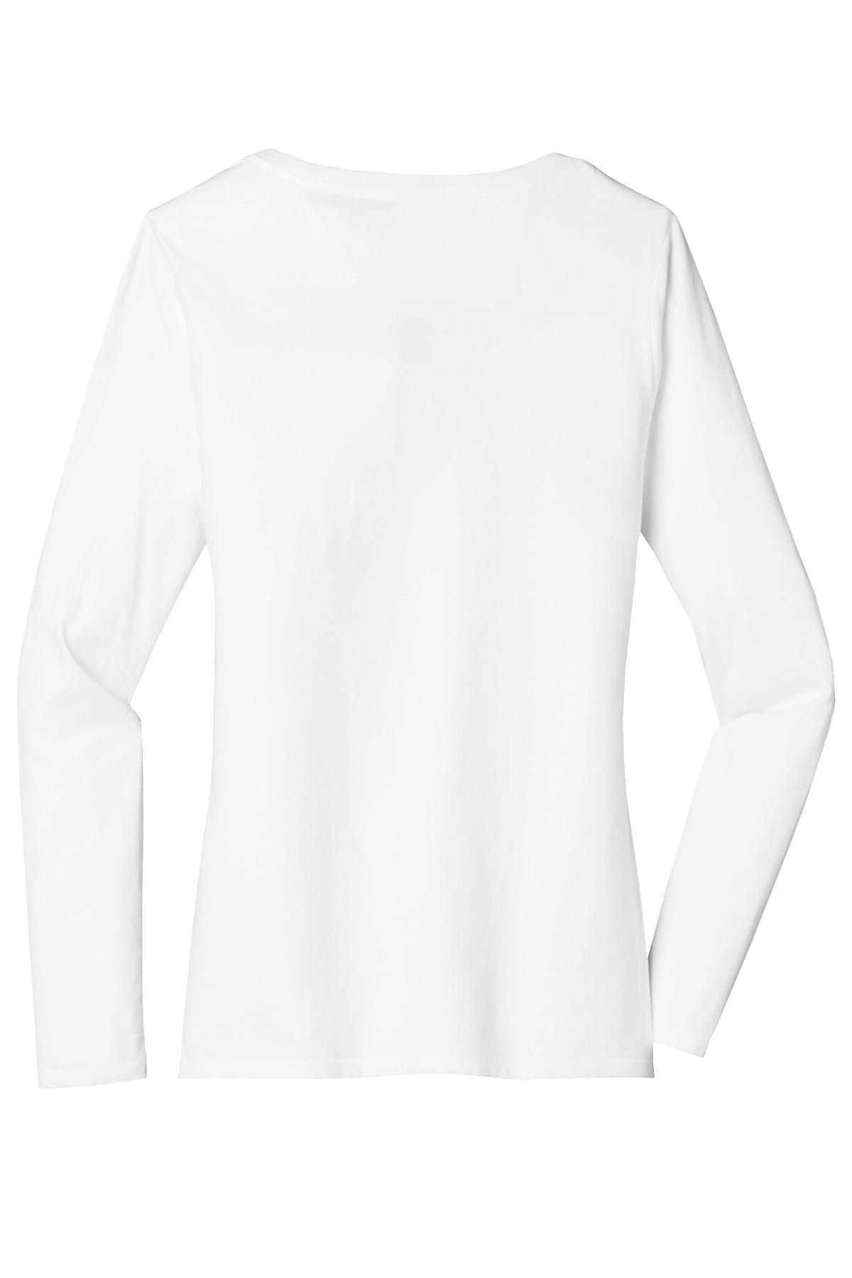 Rear View of White District Women's Very Important Tee Long Sleeve V-Neck. DT6201