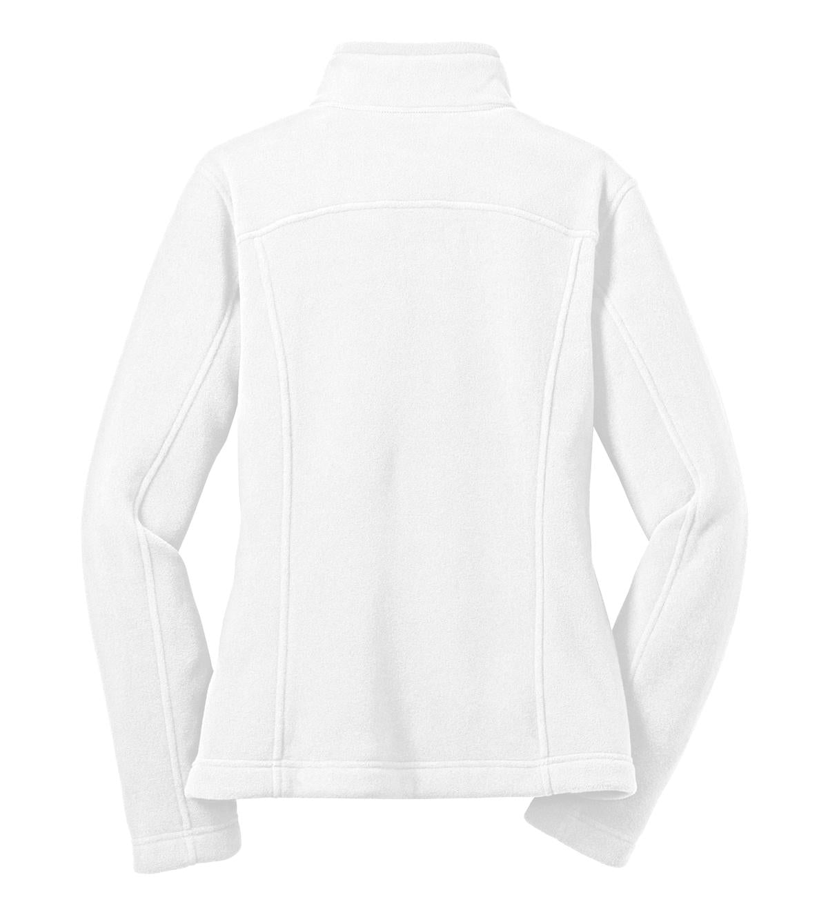 Rear View of White Eddie Bauer - Women's Full-Zip Fleece Jacket. EB201