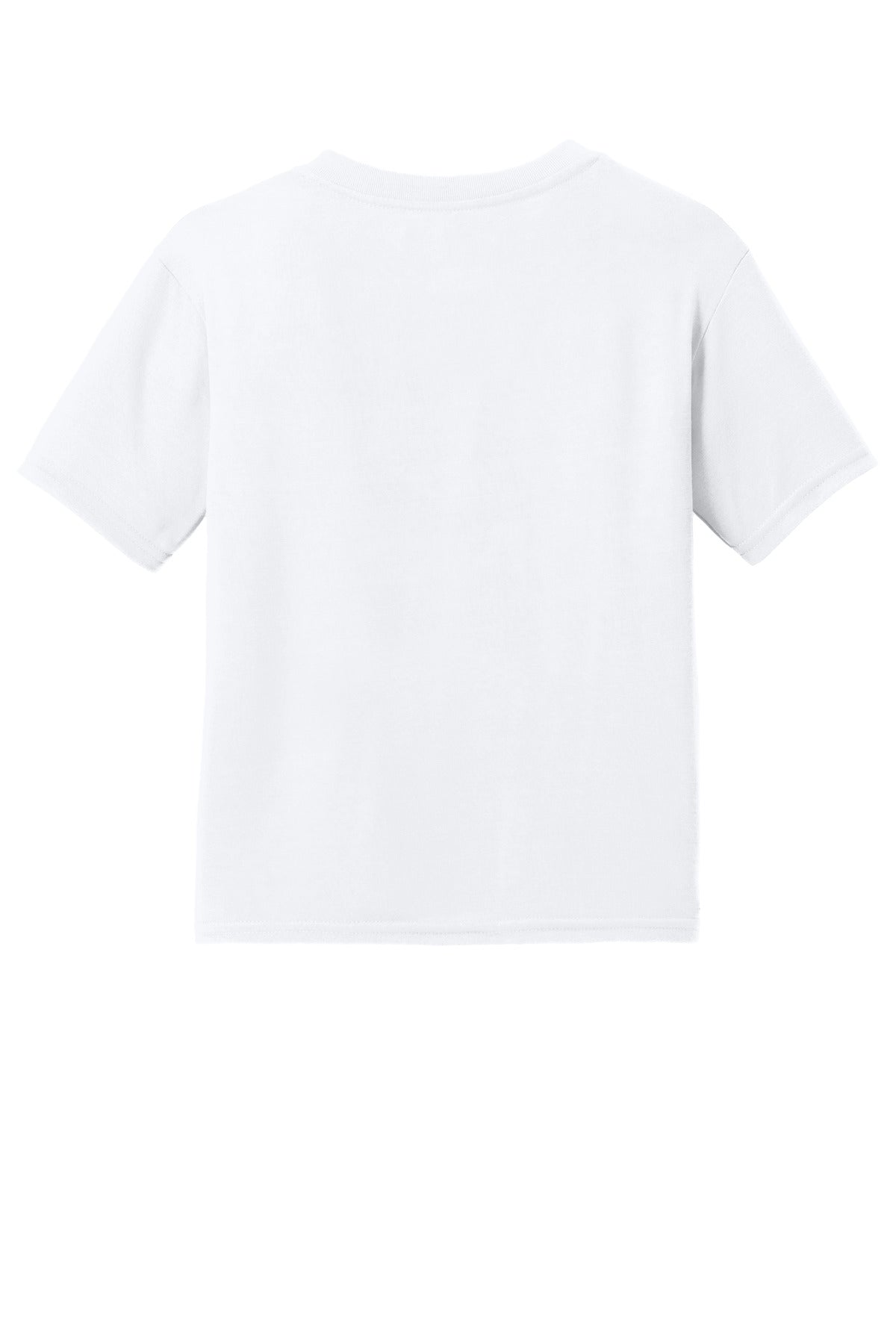Rear View of White Gildan Youth Gildan Performance T-Shirt. 42000B