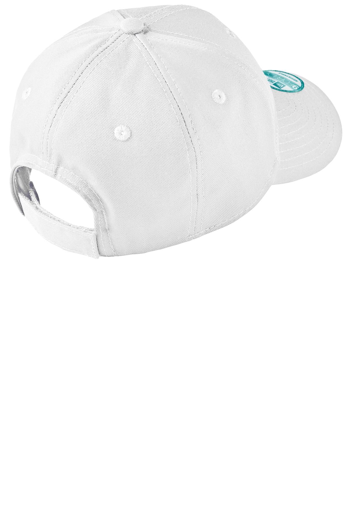 Rear View of White New Era - Adjustable Structured Cap. NE200