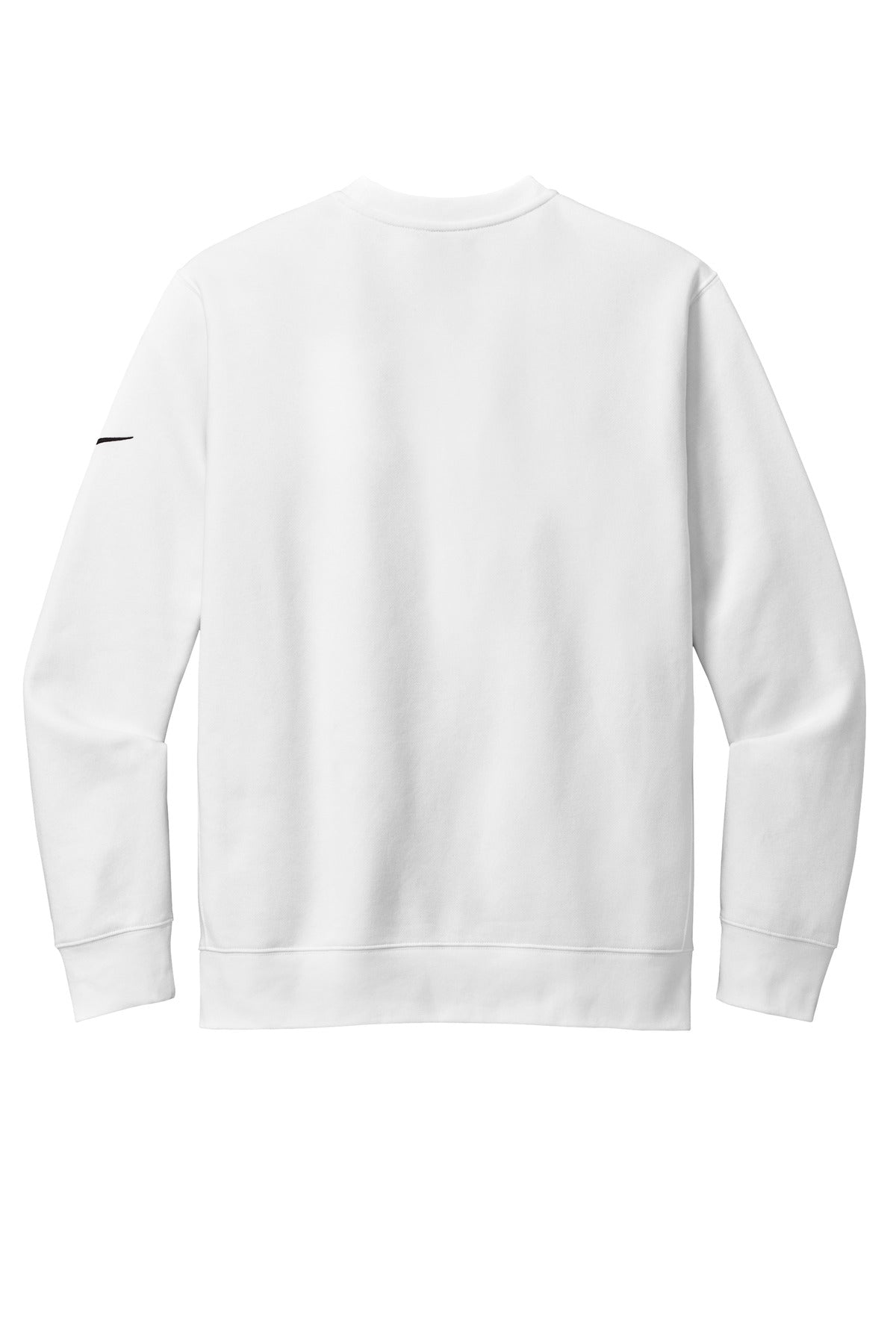Rear View of White Nike Club Fleece Sleeve Swoosh Crew NKFD9863
