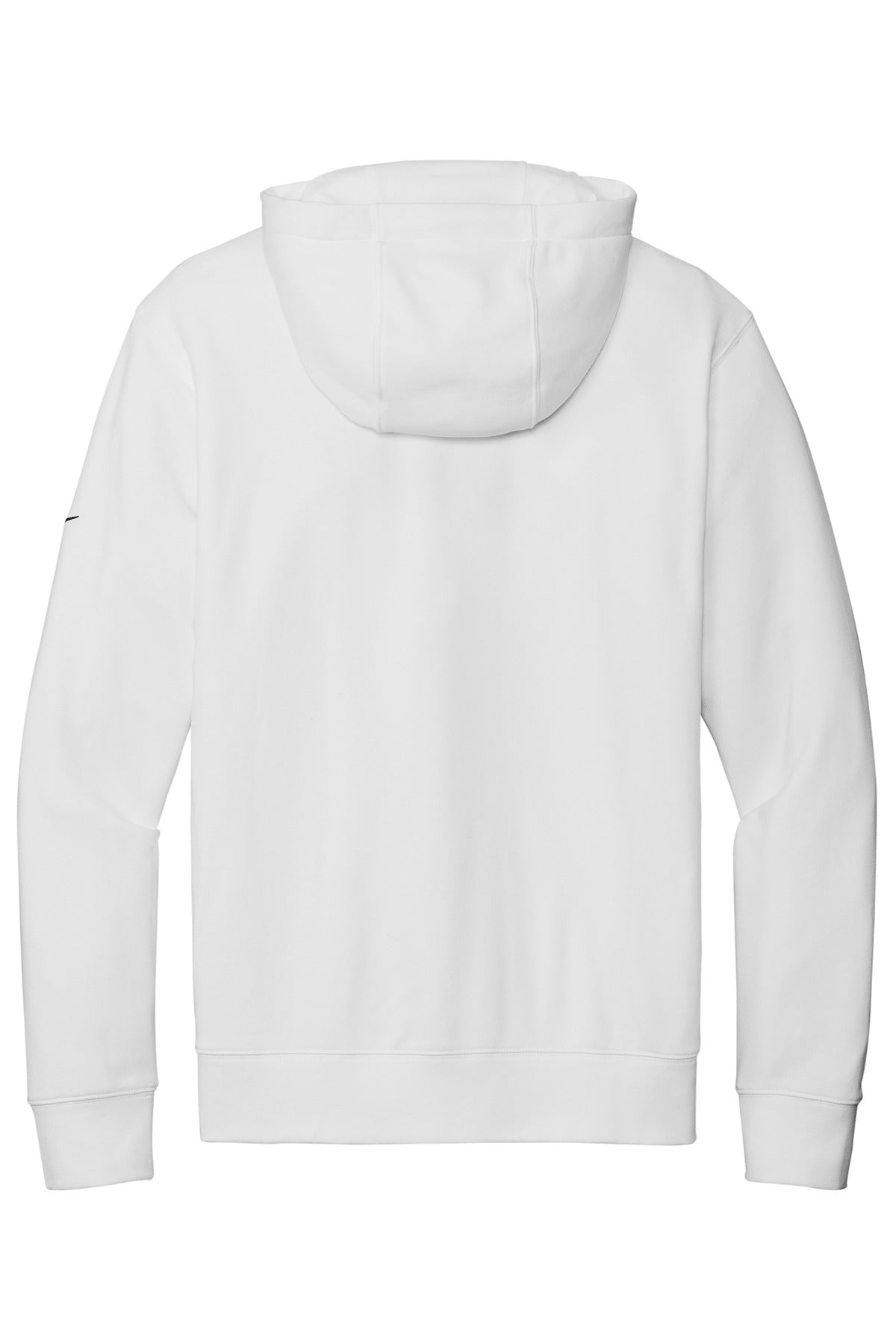 Rear View of White Nike Club Fleece Sleeve Swoosh Pullover Hoodie NKDR1499