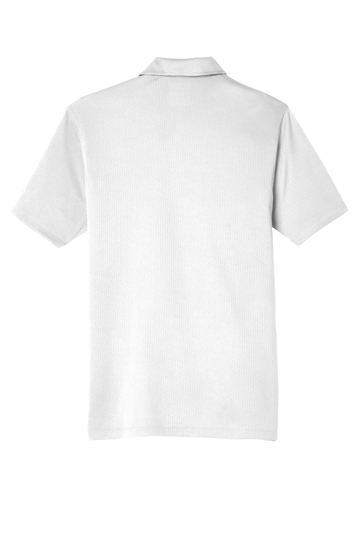 Rear View of White Nike Dri-FIT Hex Textured Polo. NKAH6266