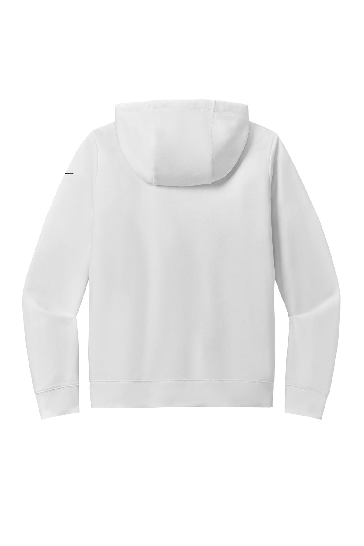 Rear View of White Nike Women's Club Fleece Sleeve Swoosh Full-Zip Hoodie NKFD9890