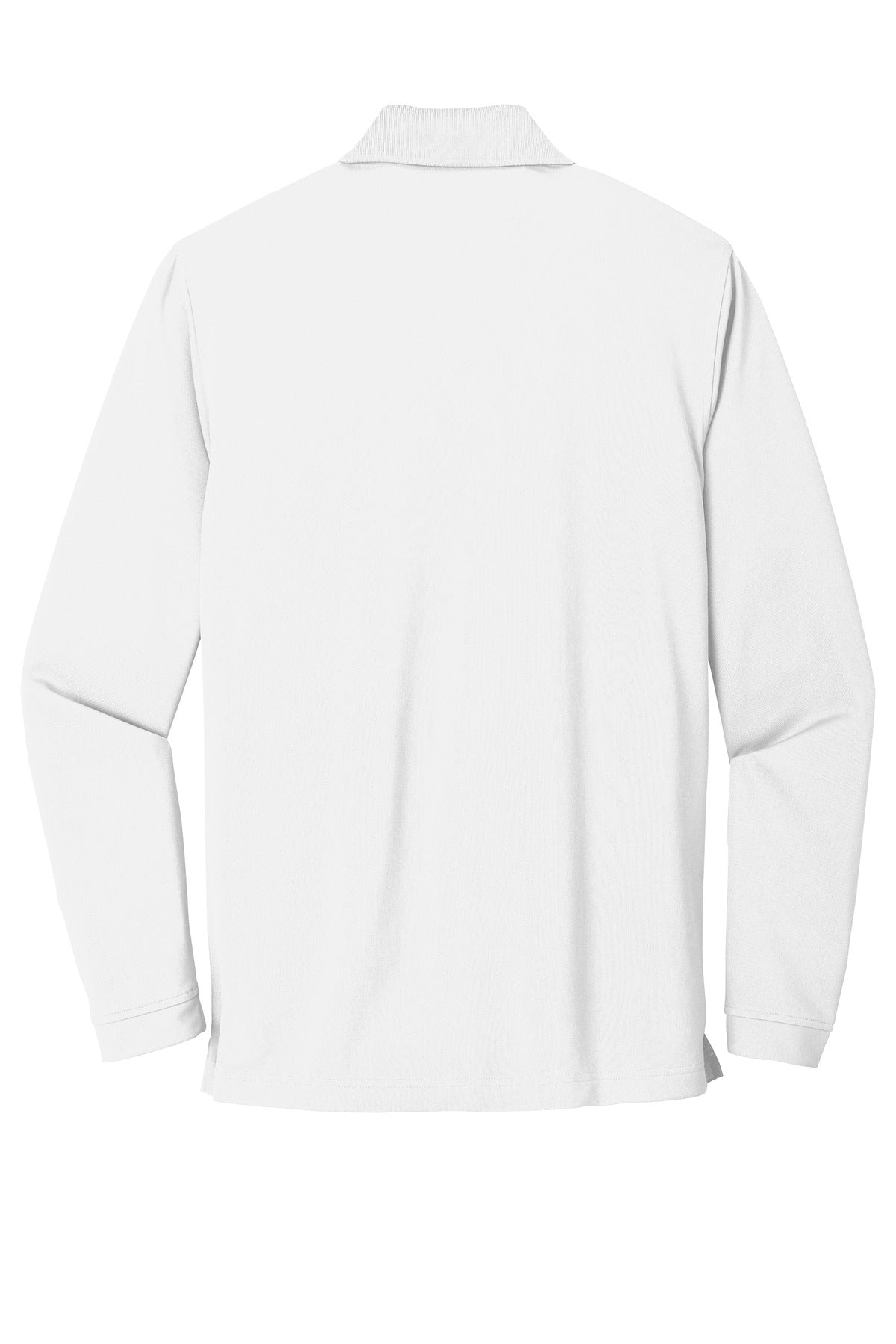 Rear View of White Port Authority Dry Zone UV Micro-Mesh Long Sleeve Polo K110LS