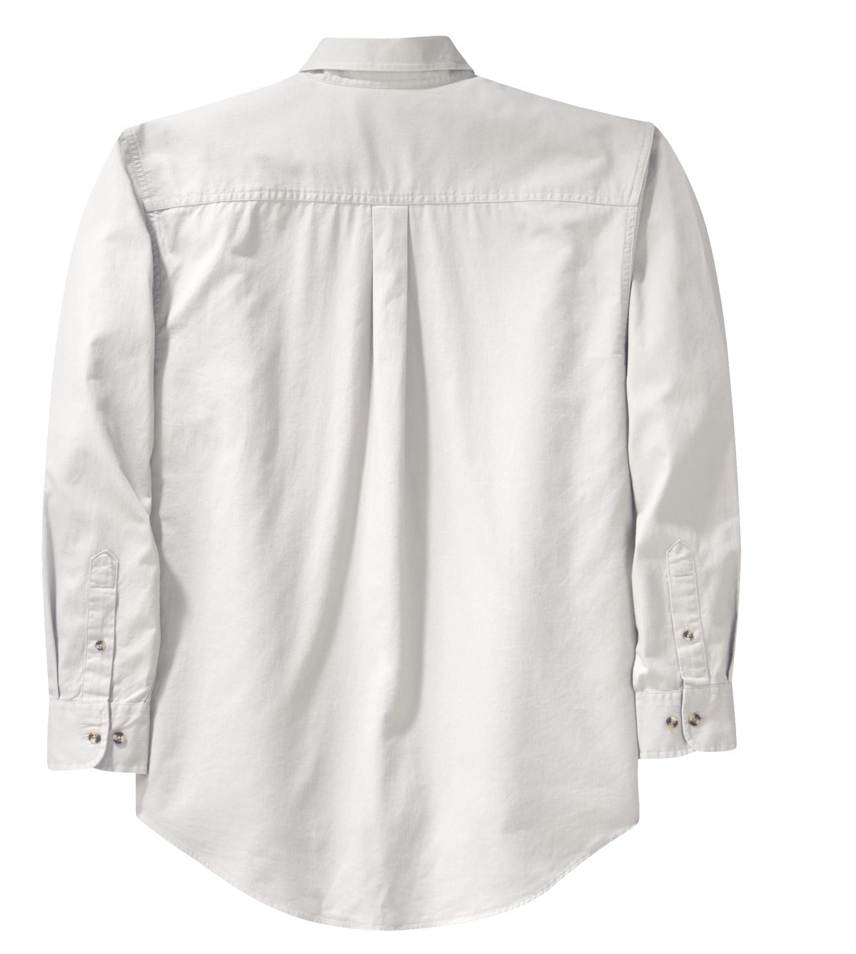 Rear View of White Port Authority Long Sleeve Twill Shirt. S600T