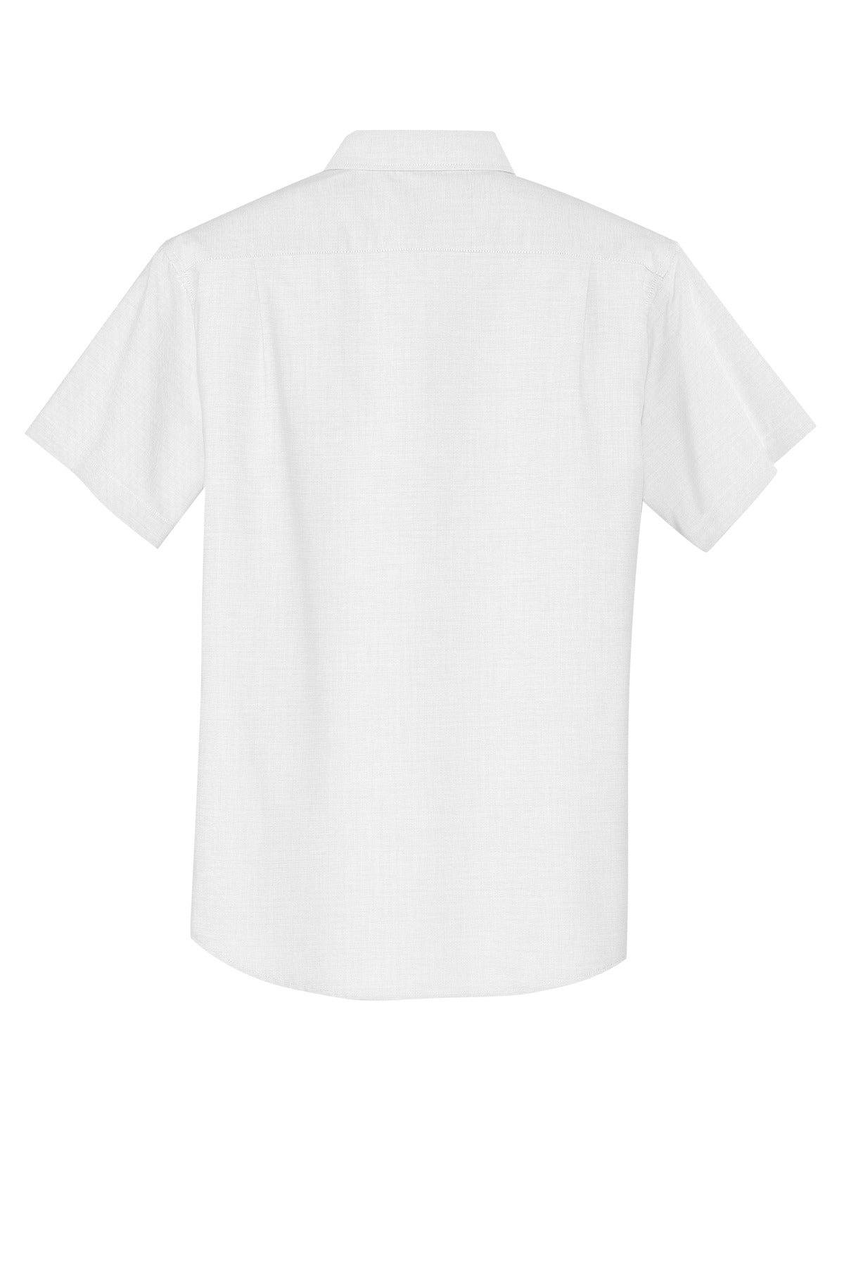 Rear View of White Port Authority Short Sleeve SuperPro Oxford Shirt. S659
