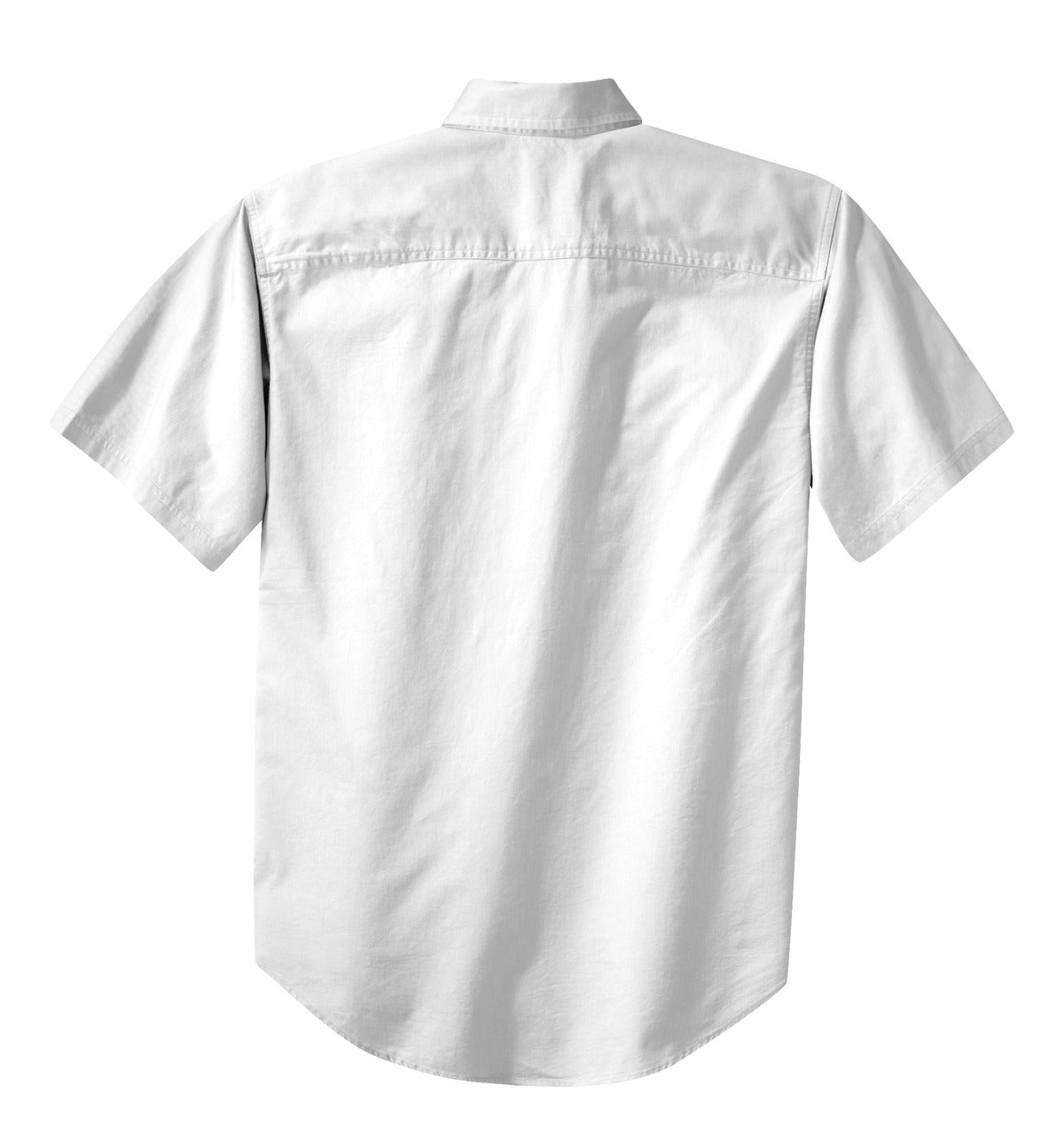 Rear View of White Port Authority Short Sleeve Twill Shirt. S500T
