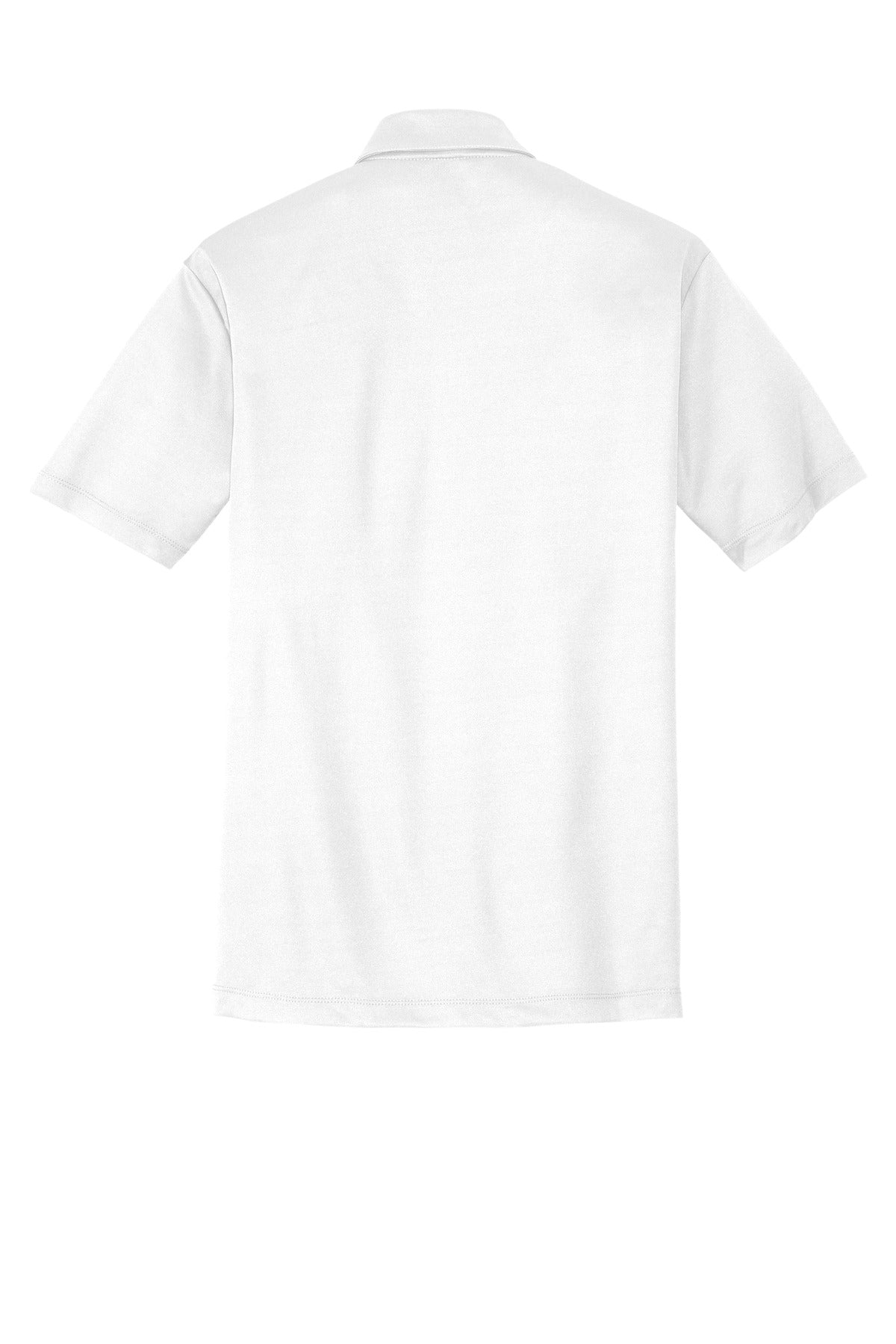 Rear View of White Port Authority Silk Touch Performance Pocket Polo. K540P