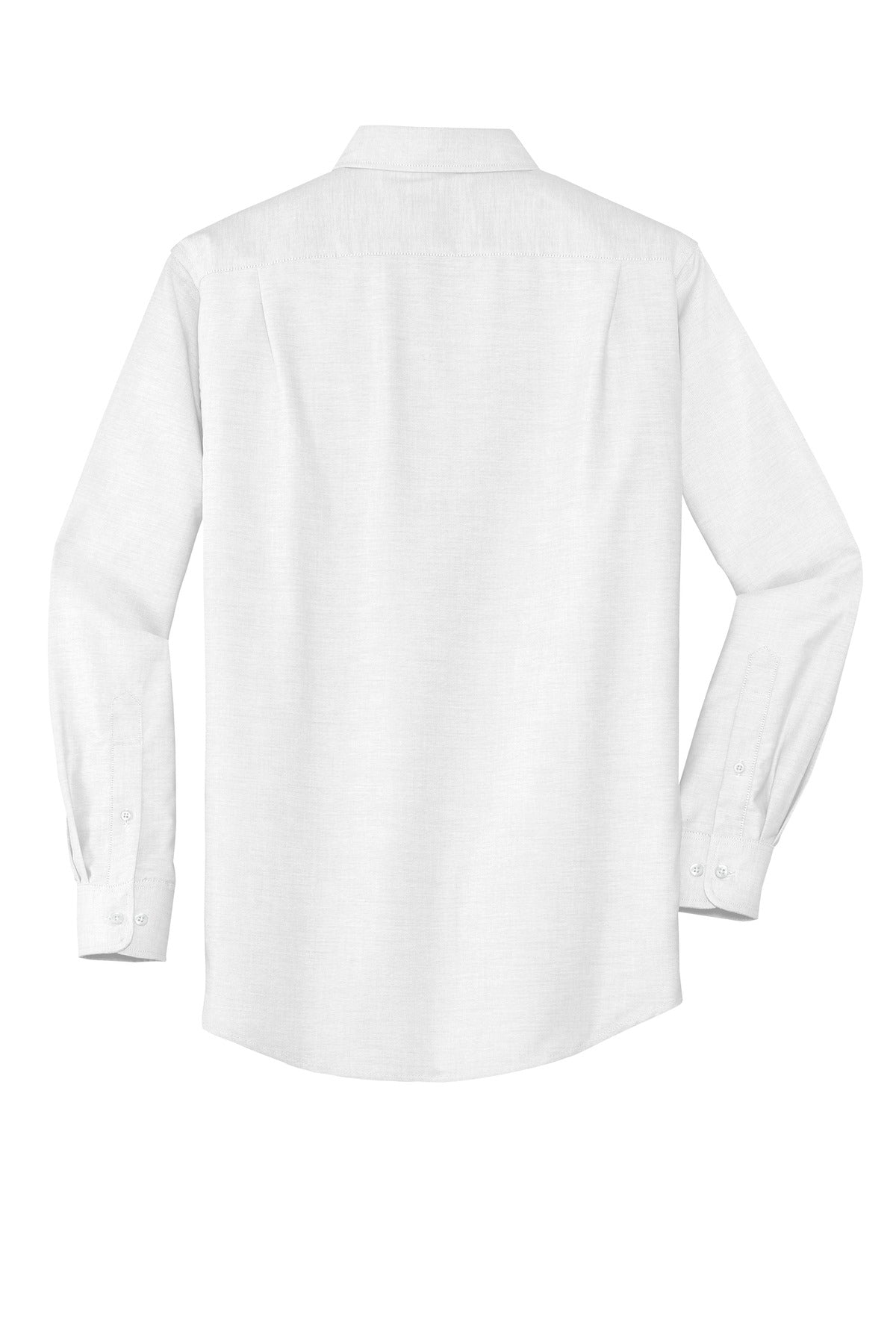 Rear View of White Port Authority SuperPro Oxford Shirt. S658