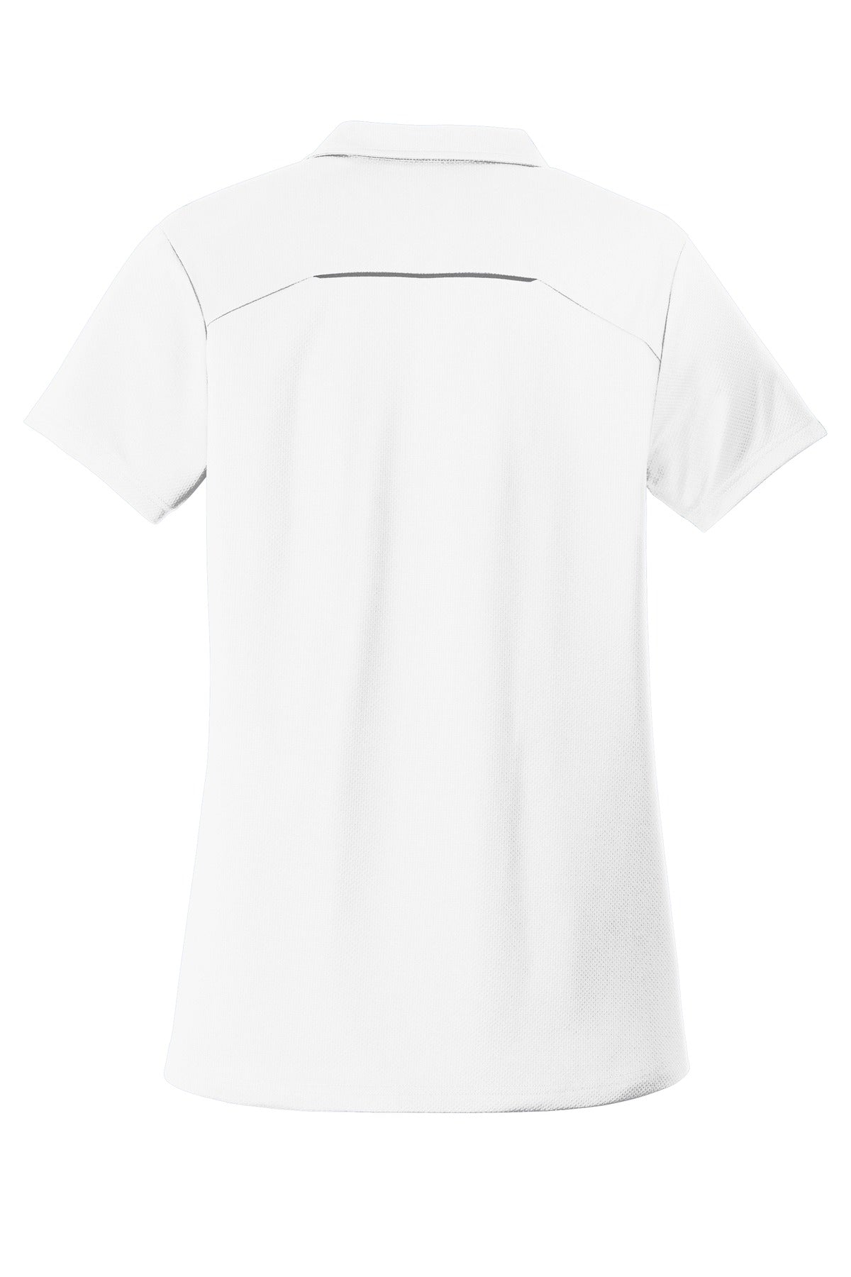 Rear View of White Port Authority Women's Pinpoint Mesh Zip Polo. L580