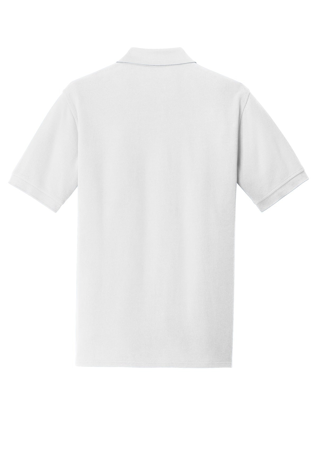 Rear View of White Port & Company Combed Ring Spun Pique Polo. KP1500