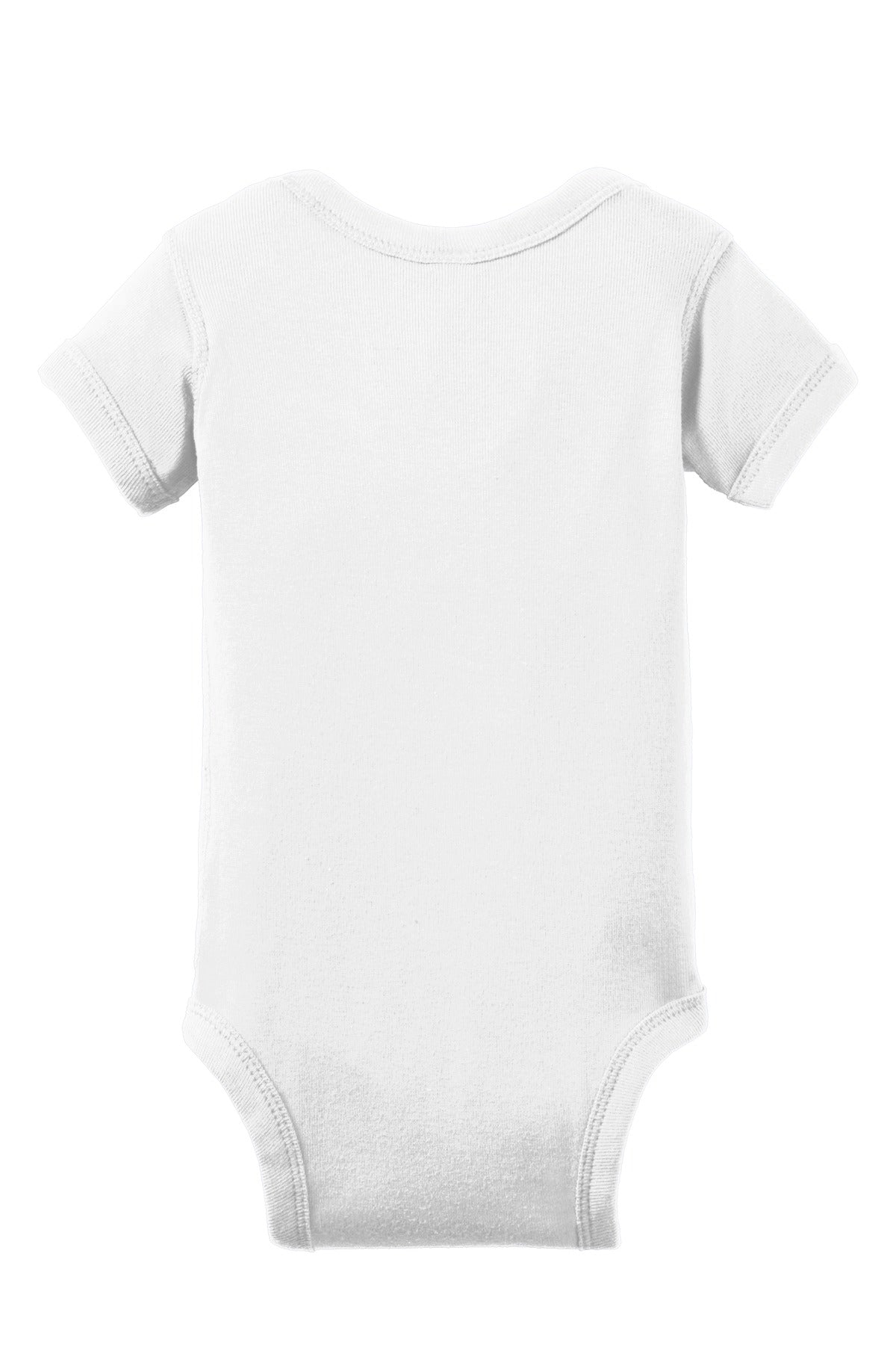 Rear View of White Rabbit Skins Infant Short Sleeve Baby Rib Bodysuit. RS4400