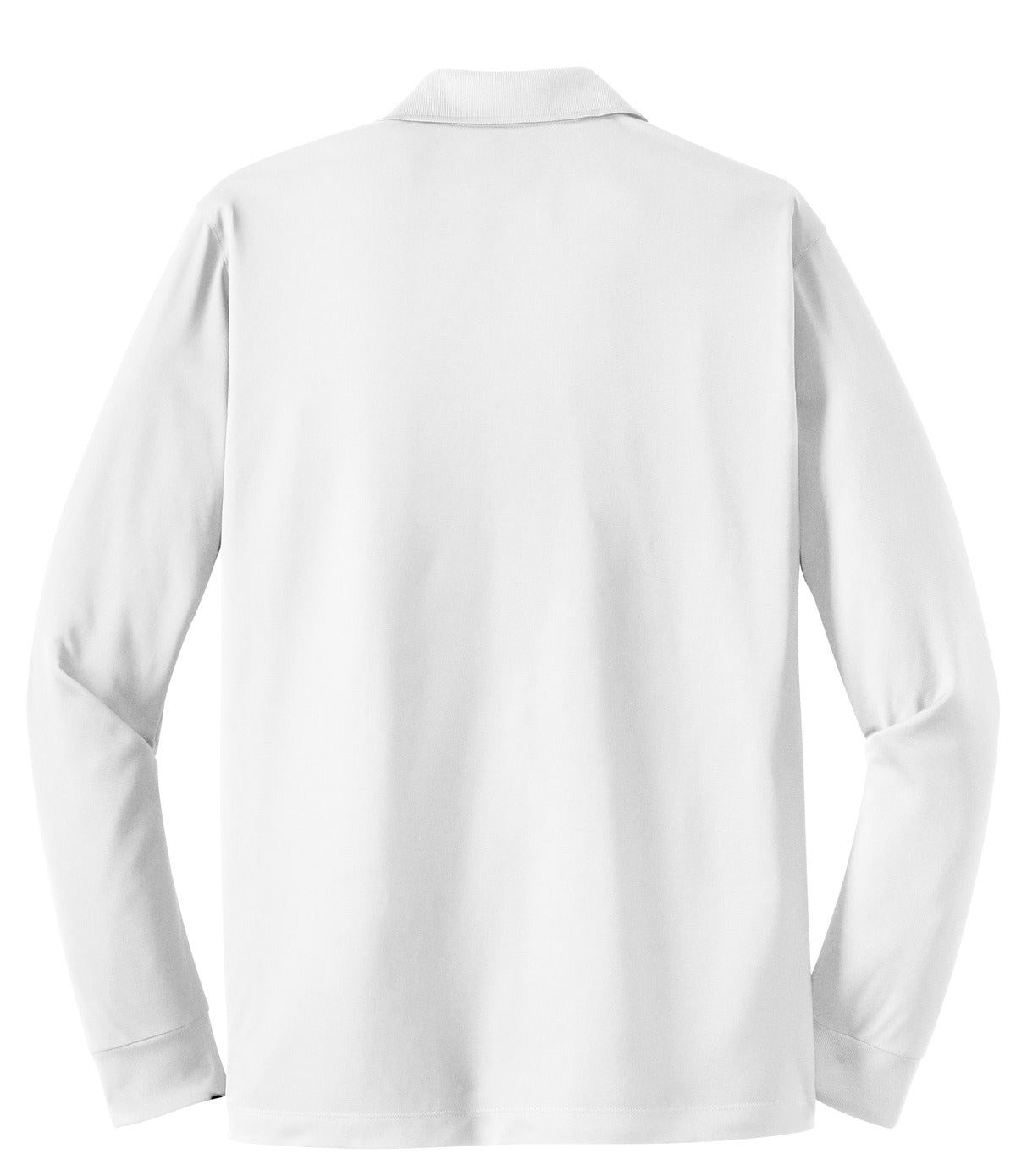 Rear View of White Sport-Tek Long Sleeve Micropique Sport-Wick Polo. ST657