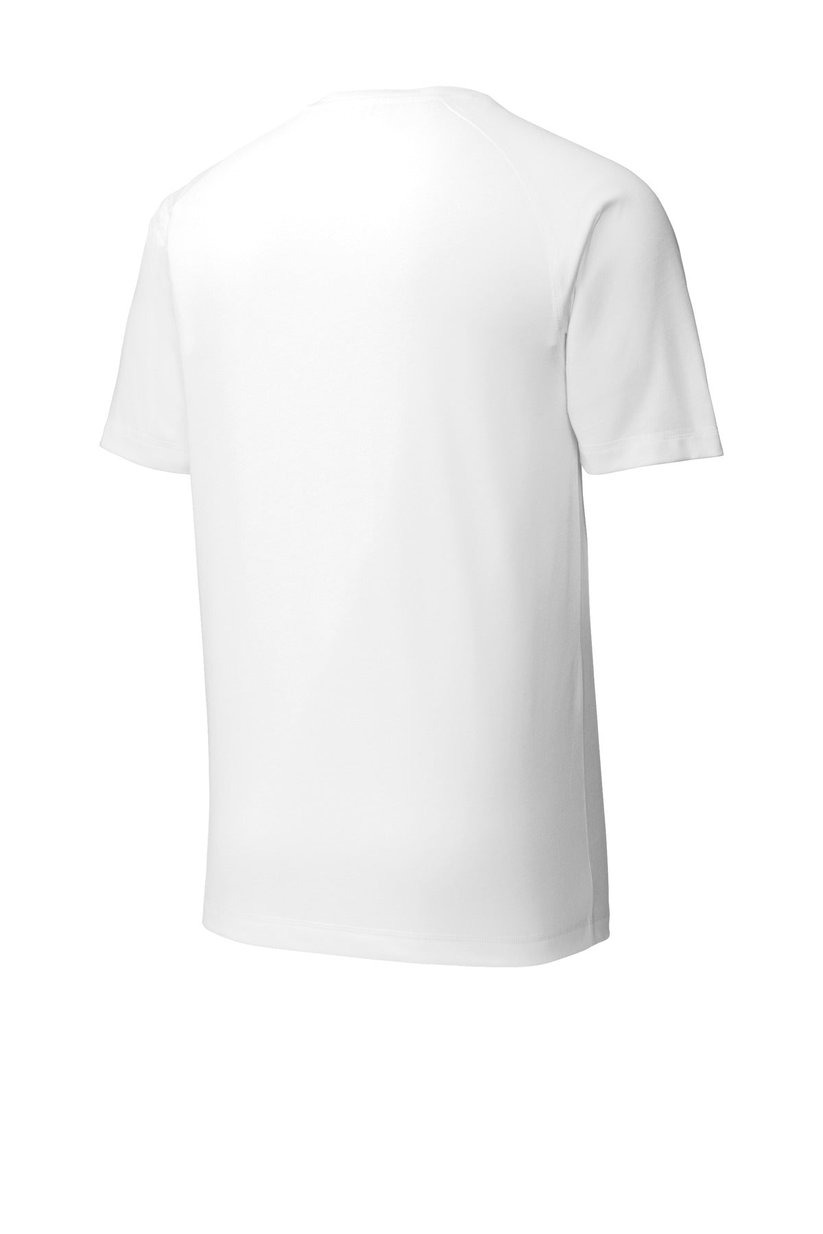 Rear View of White Sport-Tek PosiCharge Tri-Blend Wicking Raglan Tee. ST400