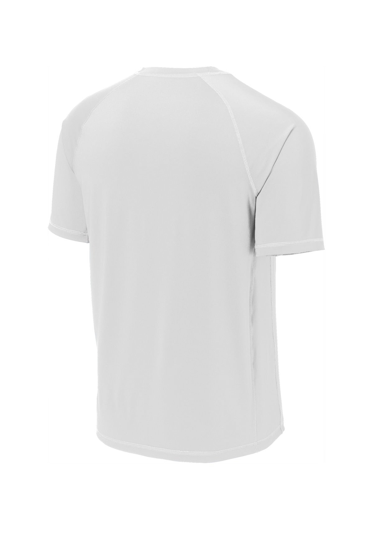 Rear View of White Sport-Tek Rashguard Tee. ST470