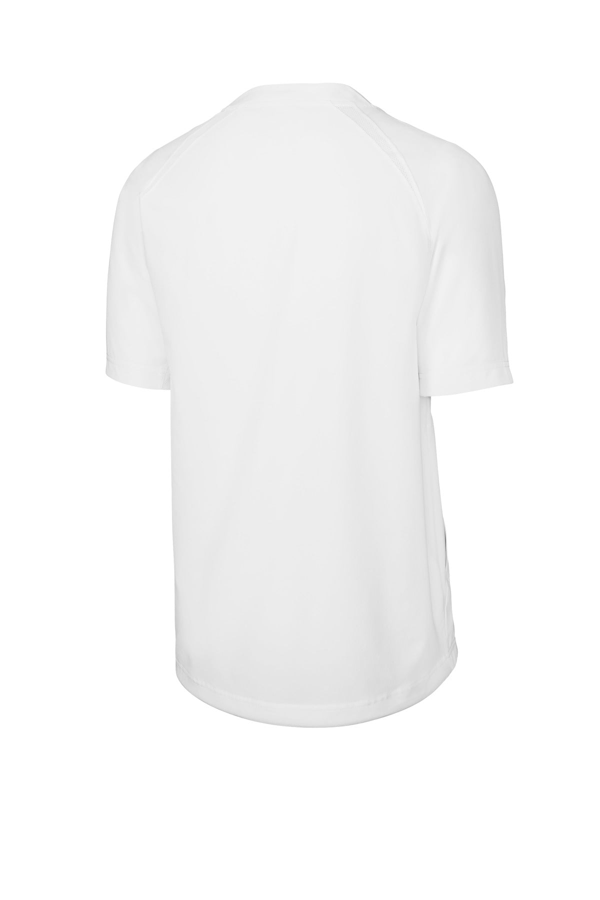 Rear View of White Sport-Tek Repeat 1/2-Zip Short Sleeve Jacket JST489