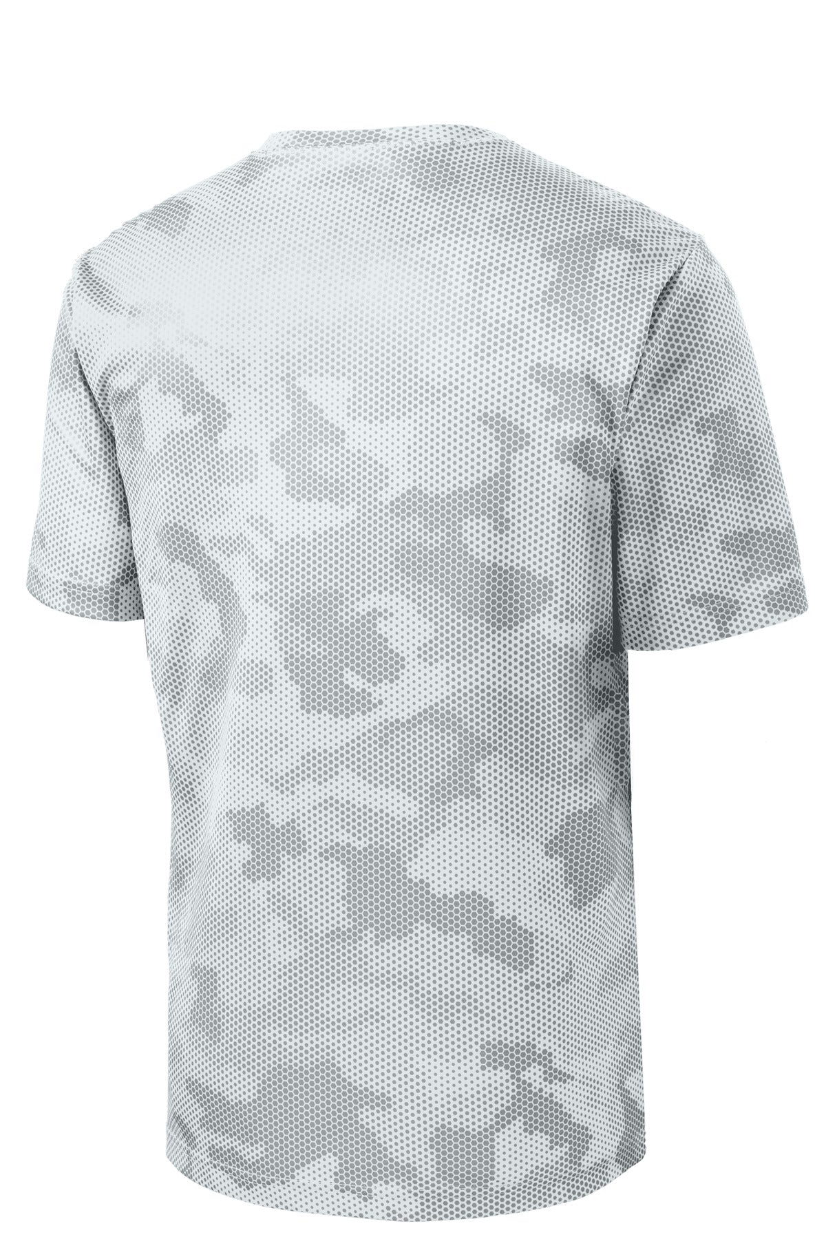 Rear View of White Sport-Tek Youth CamoHex Tee. YST370