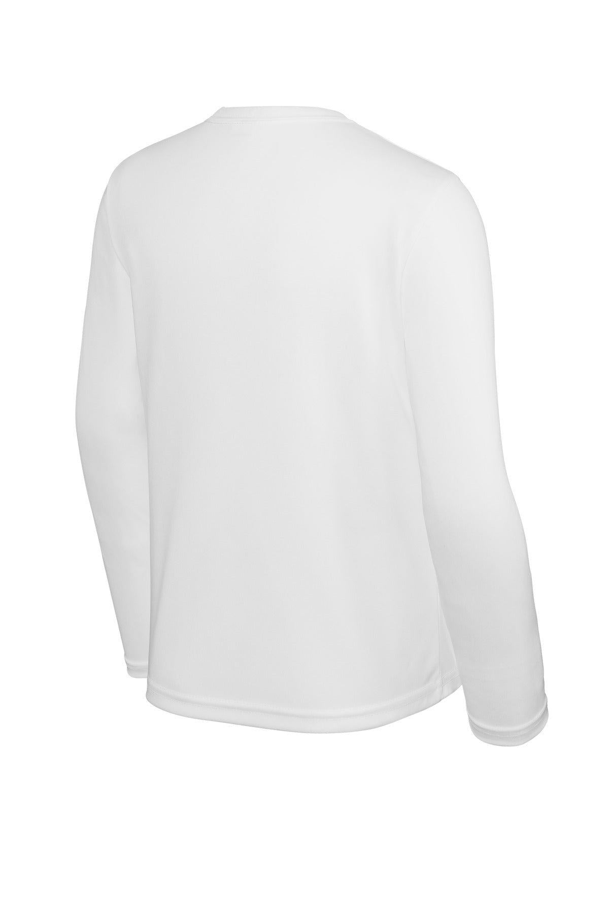 Rear View of White Sport-Tek Youth Long Sleeve PosiCharge Competitor Tee. YST350LS