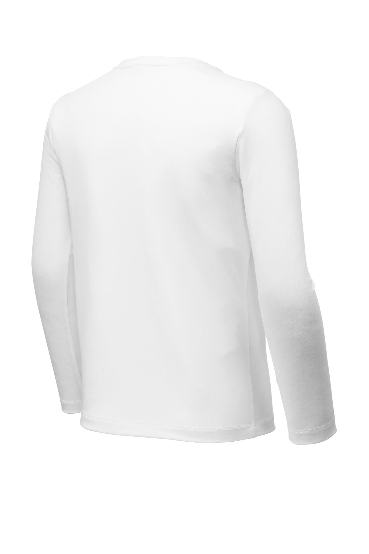 Rear View of White Sport-Tek Youth Posi-UV Pro Long Sleeve Tee. YST420LS