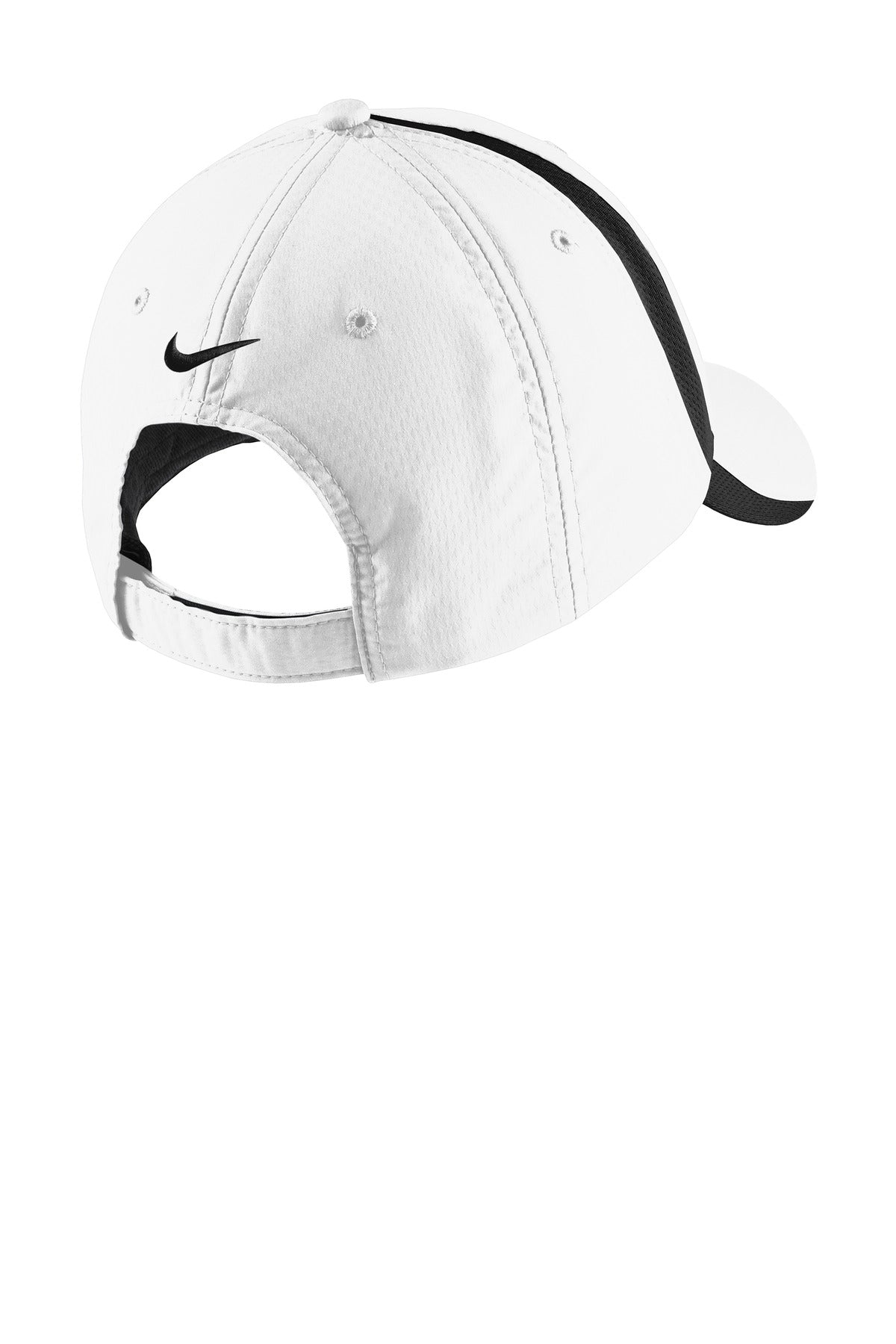 Rear View of White/Blk Nike Sphere Performance Cap NKFD9709