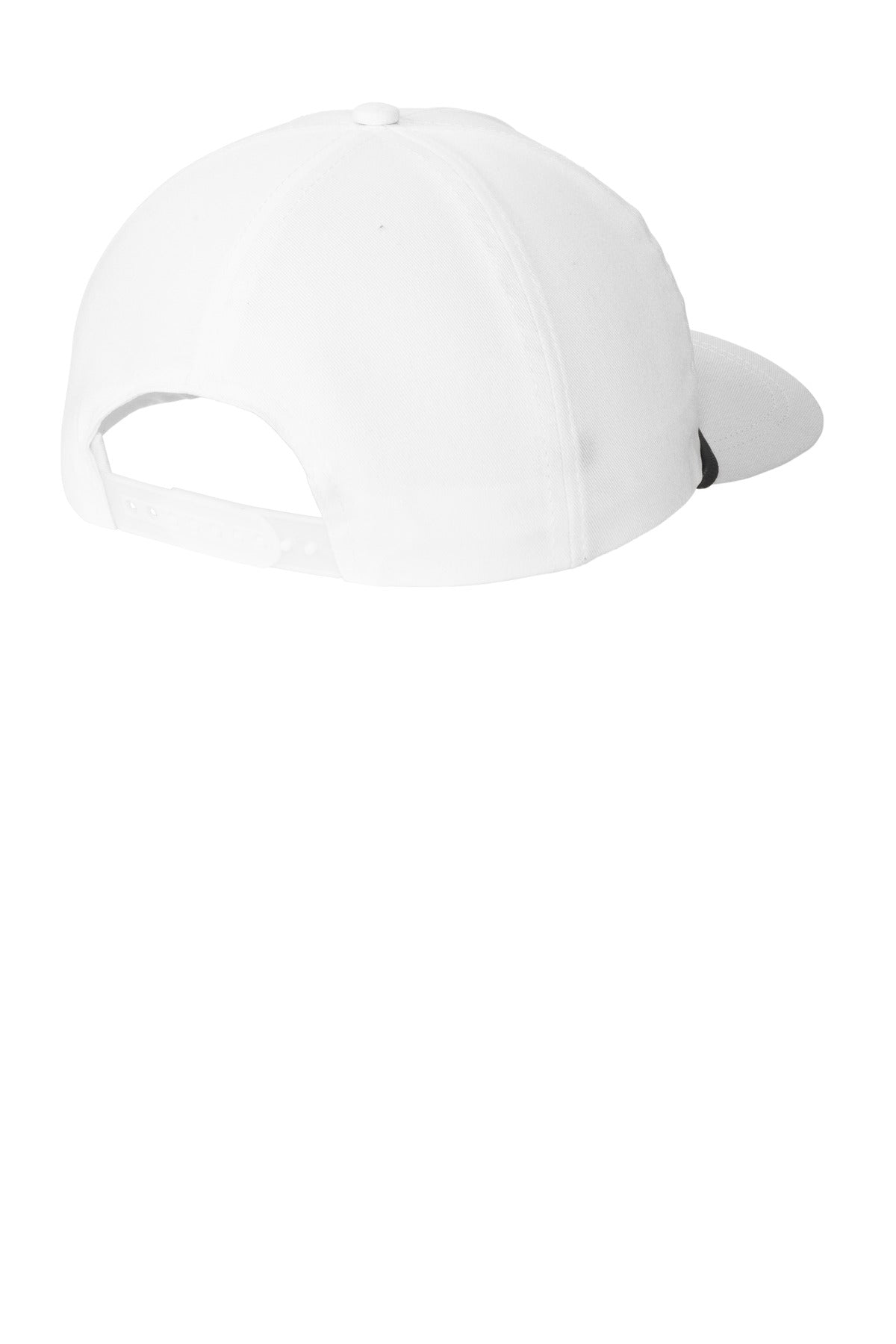Rear View of White/Blk Port Authority Snapback Five-Panel Rope Cap C962