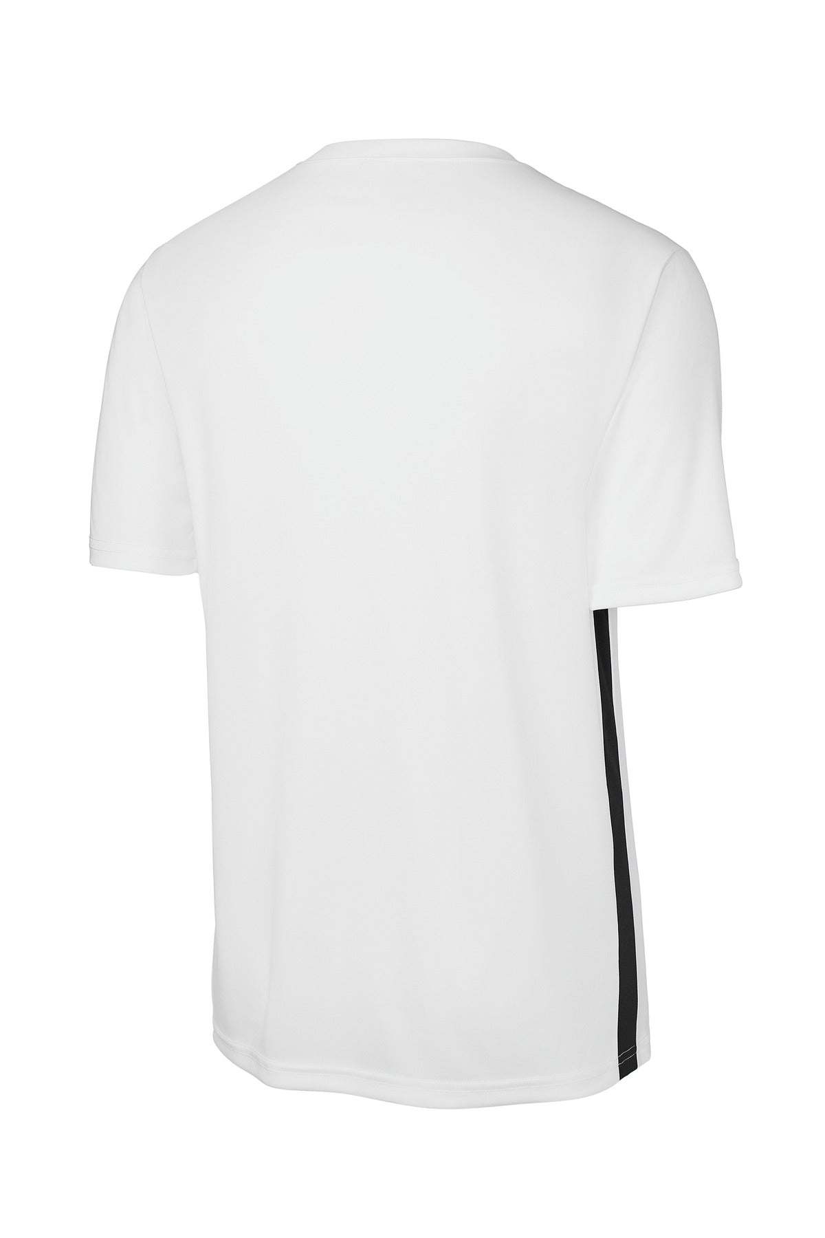 Rear View of White/Blk Sport-Tek Competitor United V-Neck ST101