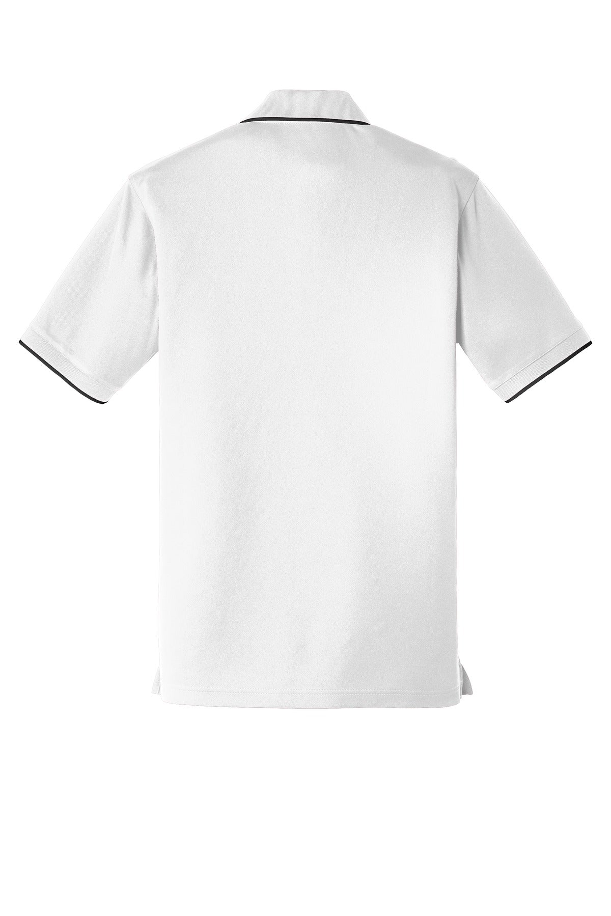 Rear View of White/Dp Black Port Authority Dry Zone UV Micro-Mesh Tipped Polo. K111