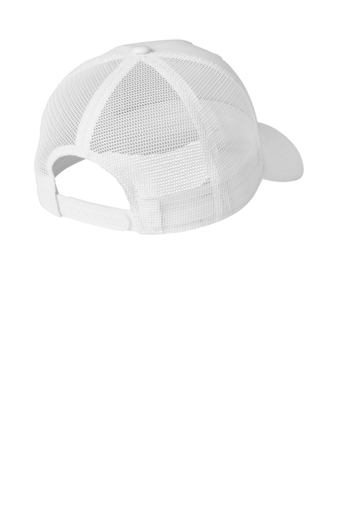 Rear View of Wht/Wht Nike Snapback Mesh Trucker Cap NKFN9893