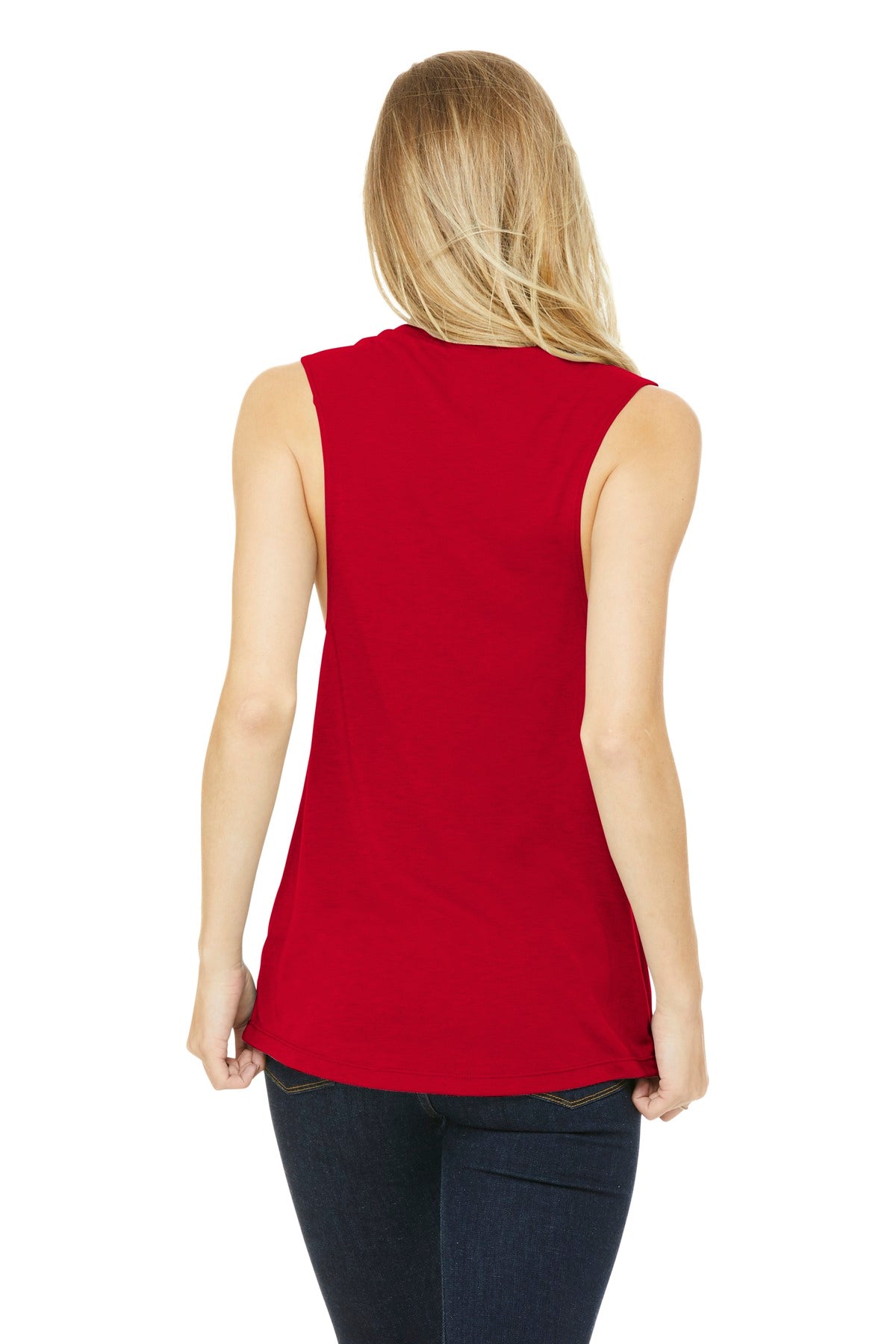 Red BELLA+CANVAS Women's Flowy Scoop Muscle Tank. BC8803