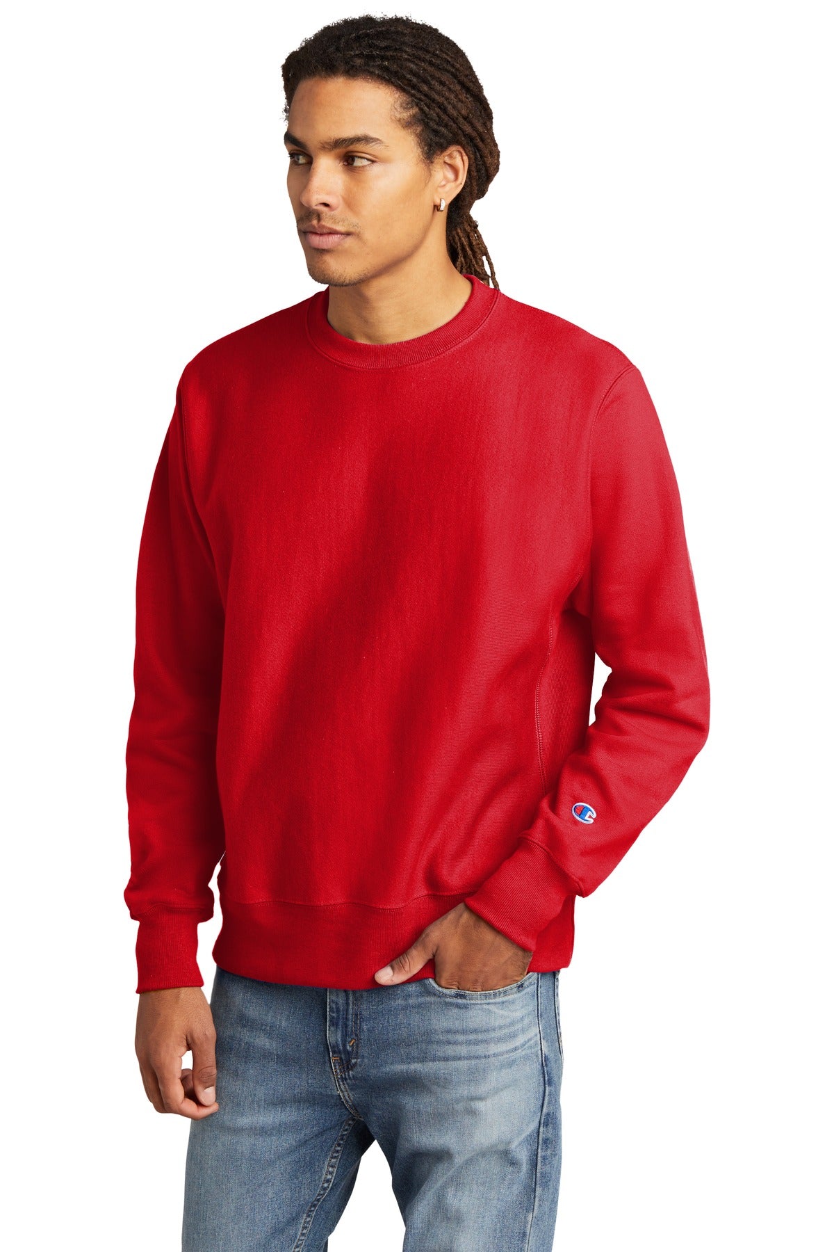 Red Champion Reverse Weave Crewneck Sweatshirt S149