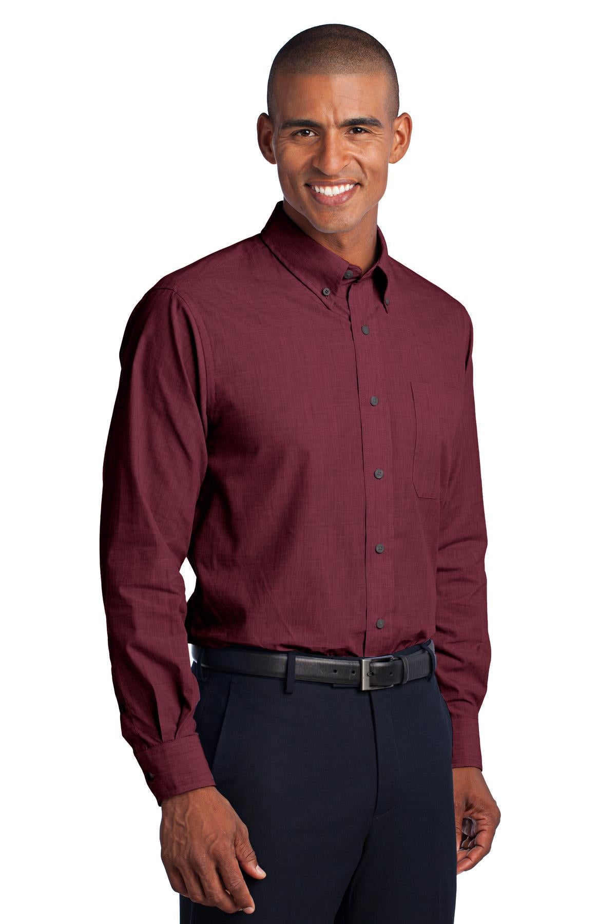 Red Oxide Port Authority Crosshatch Easy Care Shirt. S640