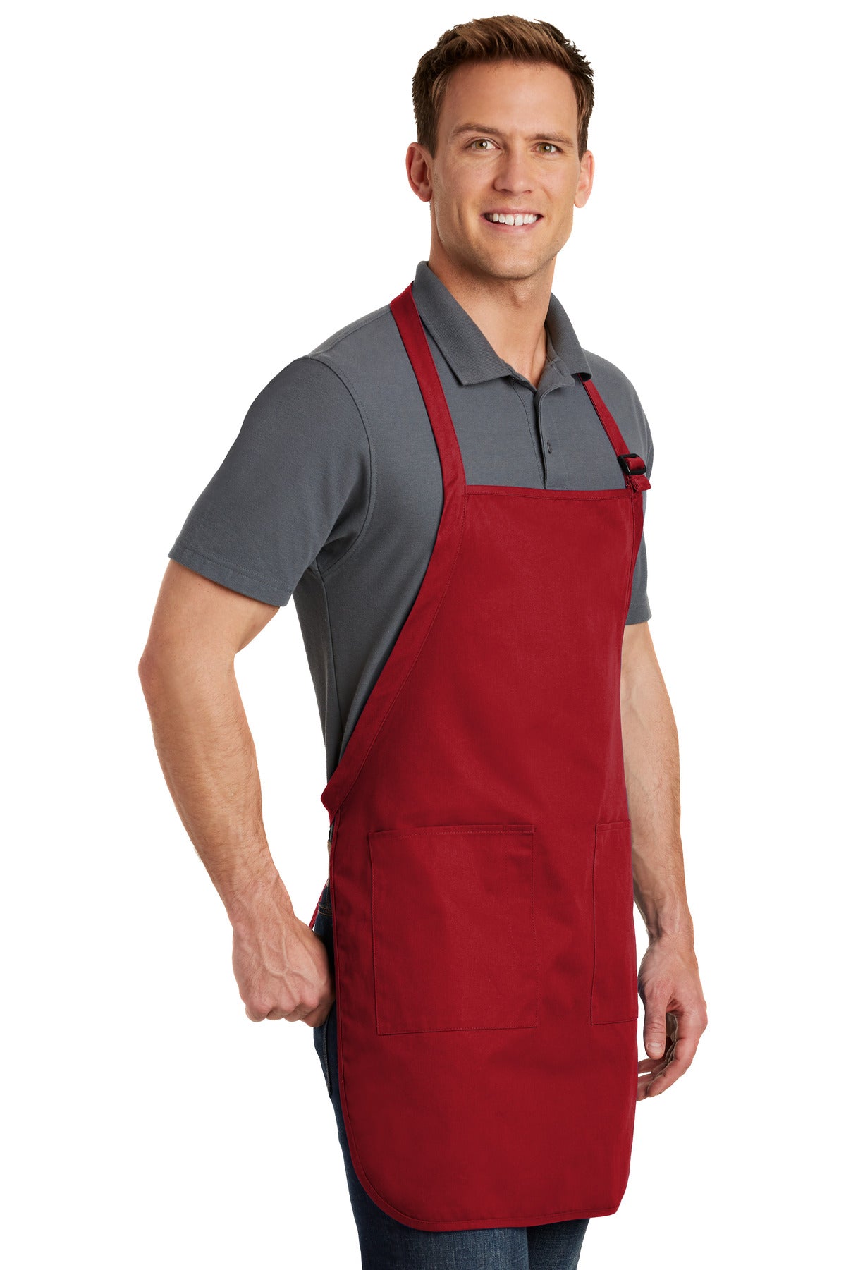 Red Port Authority Full-Length Apron with Pockets. A500