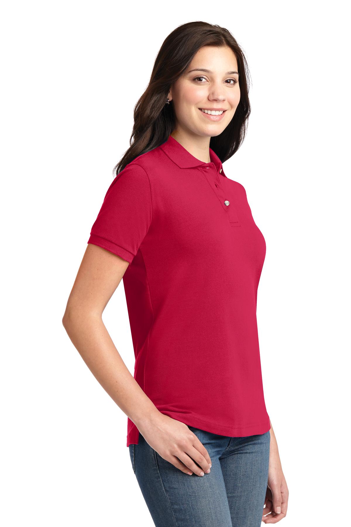 Red Port Authority Women's Heavyweight Cotton Pique Polo. L420