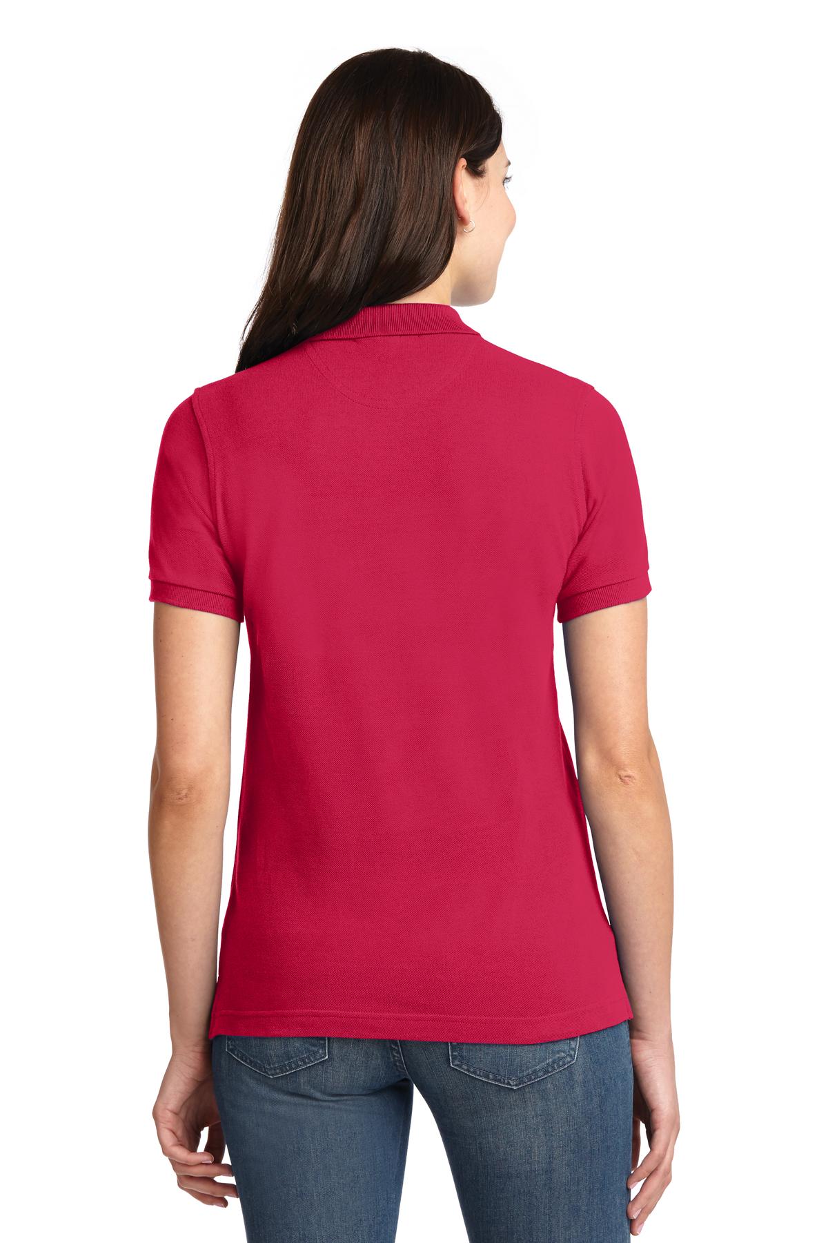 Red Port Authority Women's Heavyweight Cotton Pique Polo. L420