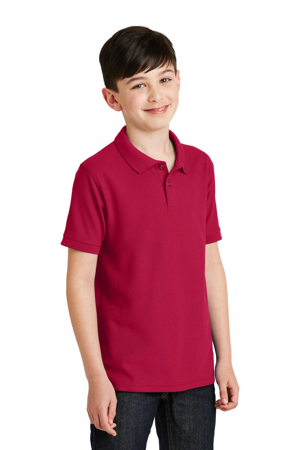 Red Port Authority Youth Silk Touch Polo. Y500