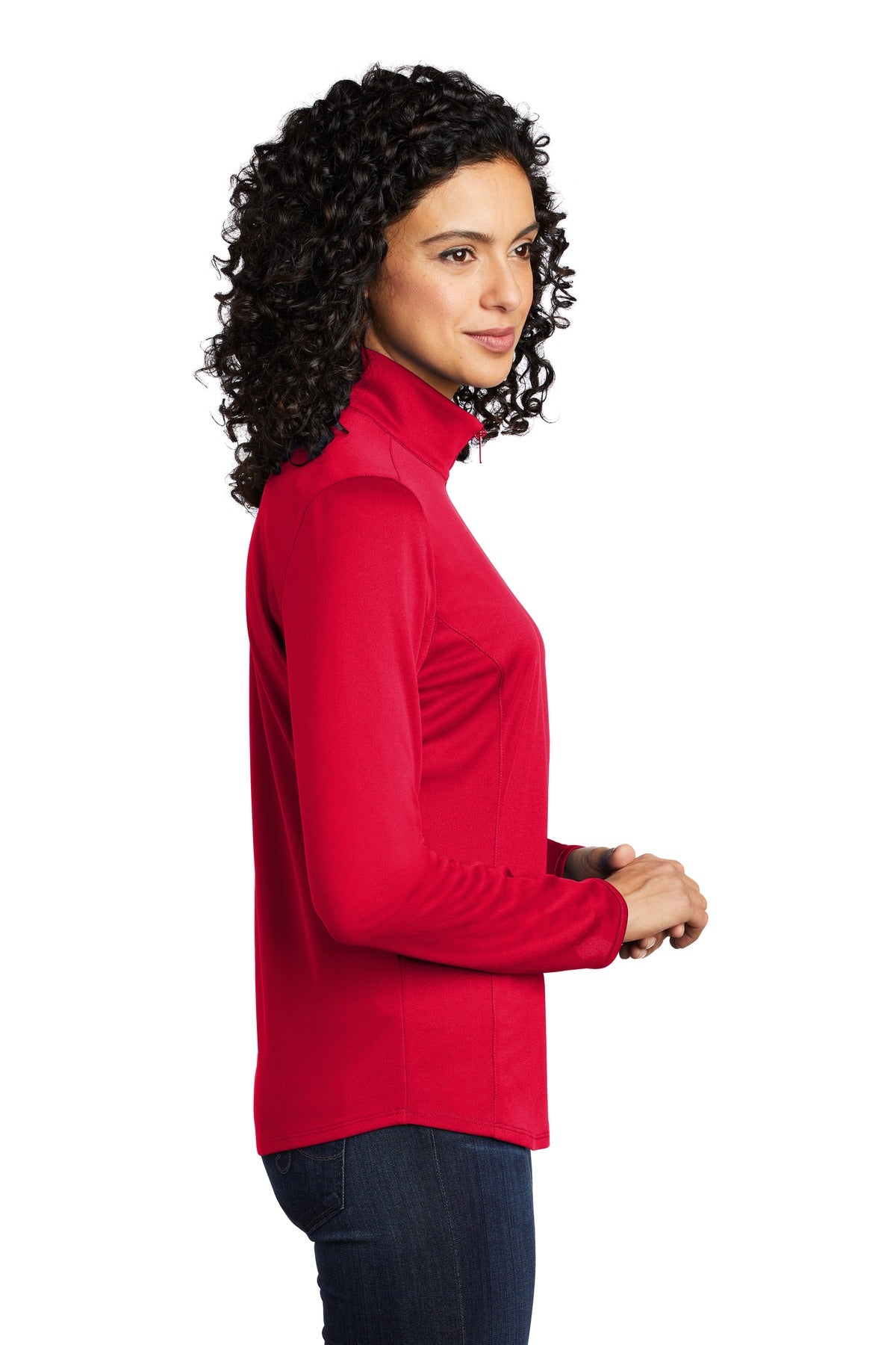 Red/Black Port Authority Women's Silk Touch Performance 1/4-Zip LK584