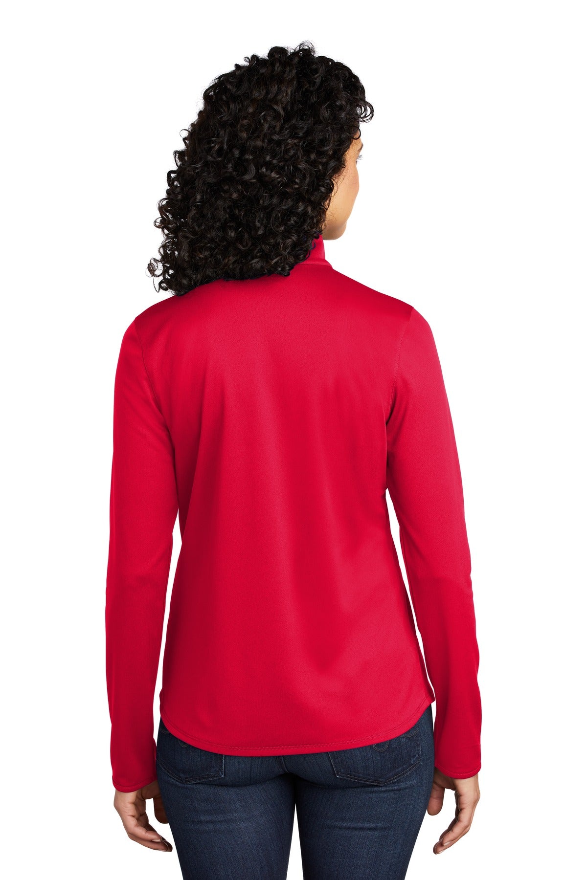 Red/Black Port Authority Women's Silk Touch Performance 1/4-Zip LK584