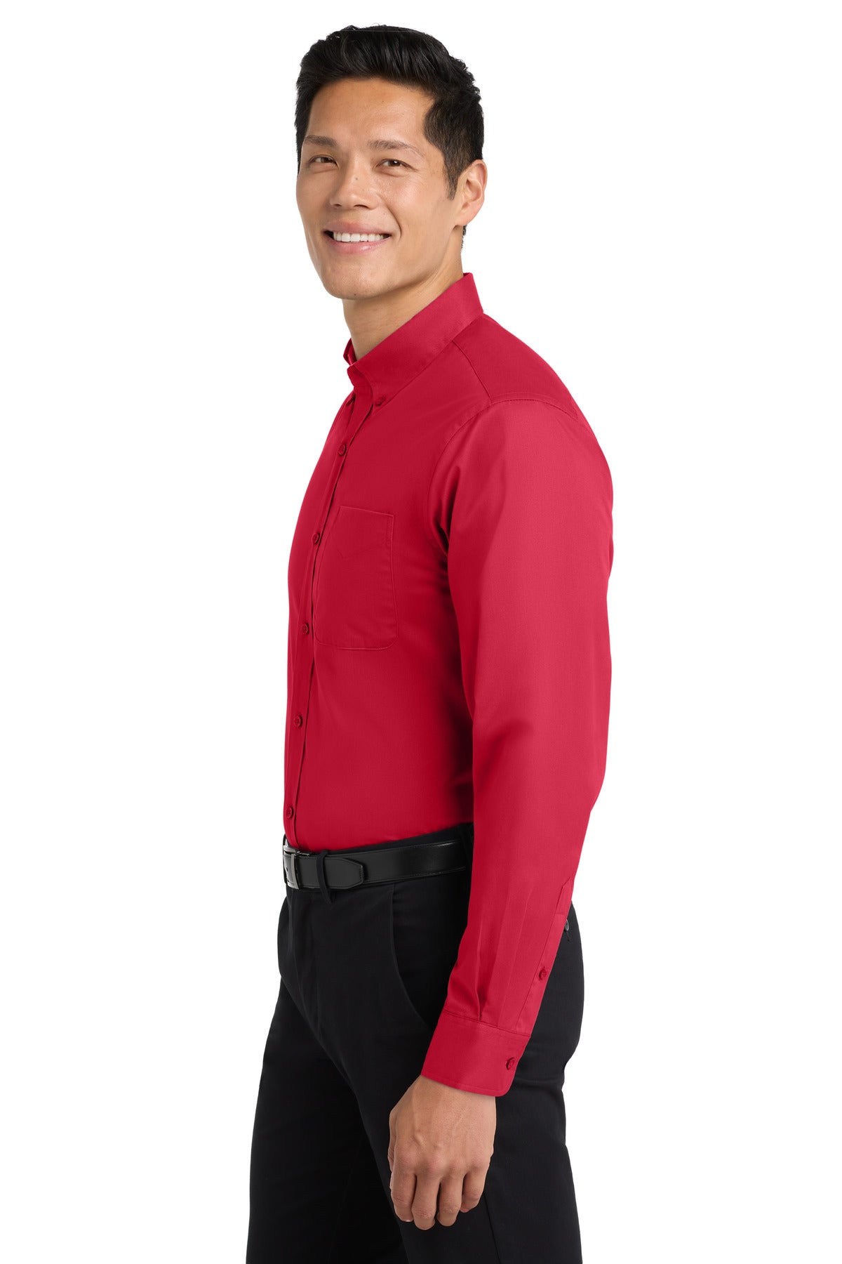 Red/Lt Stone Port Authority Extended Size Long Sleeve Easy Care Shirt S608ES