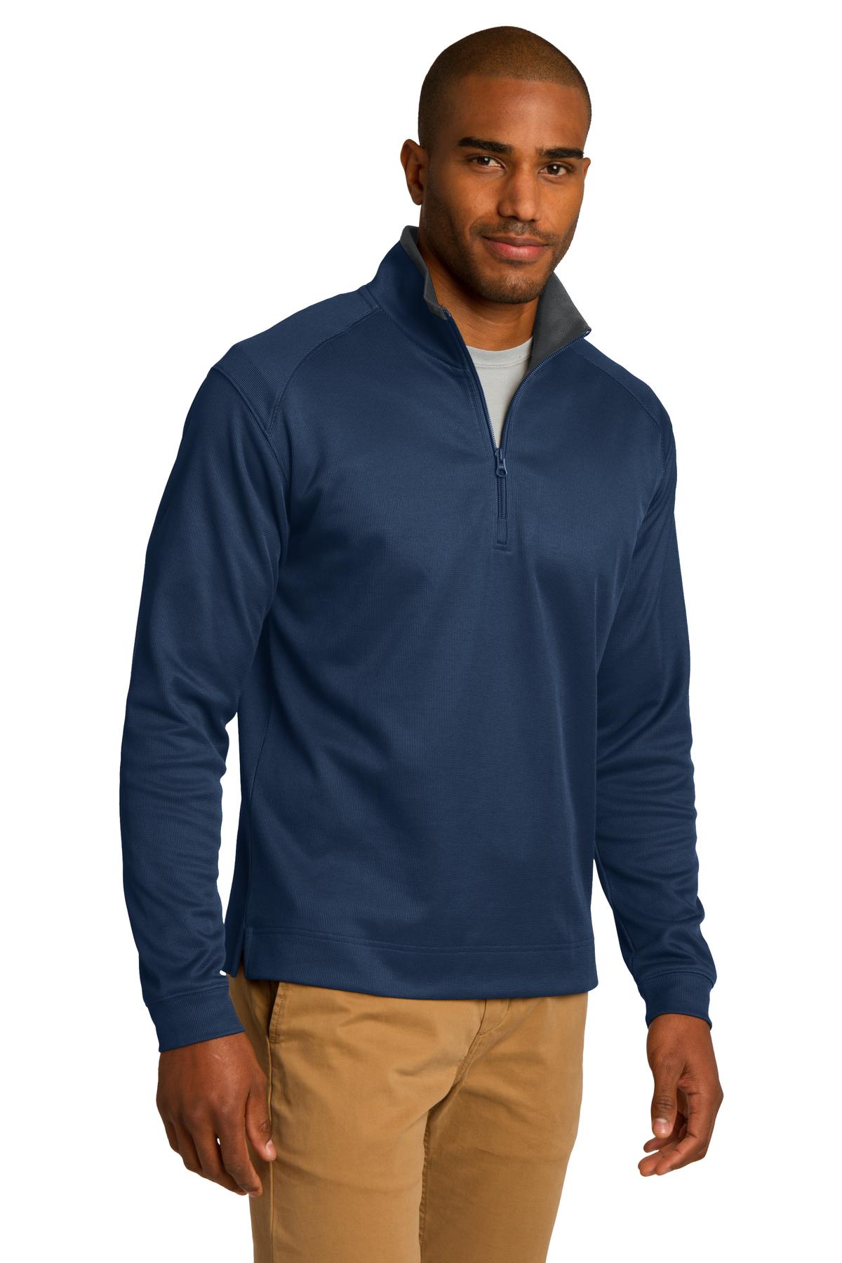 Reg Bl/Iron Gy Port Authority Vertical Texture 1/4-Zip Pullover. K805