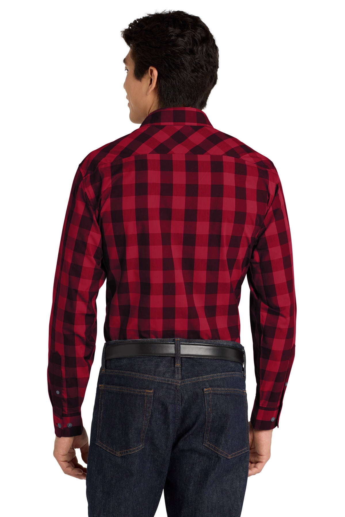 Rich Red Port Authority Everyday Plaid Shirt. W670