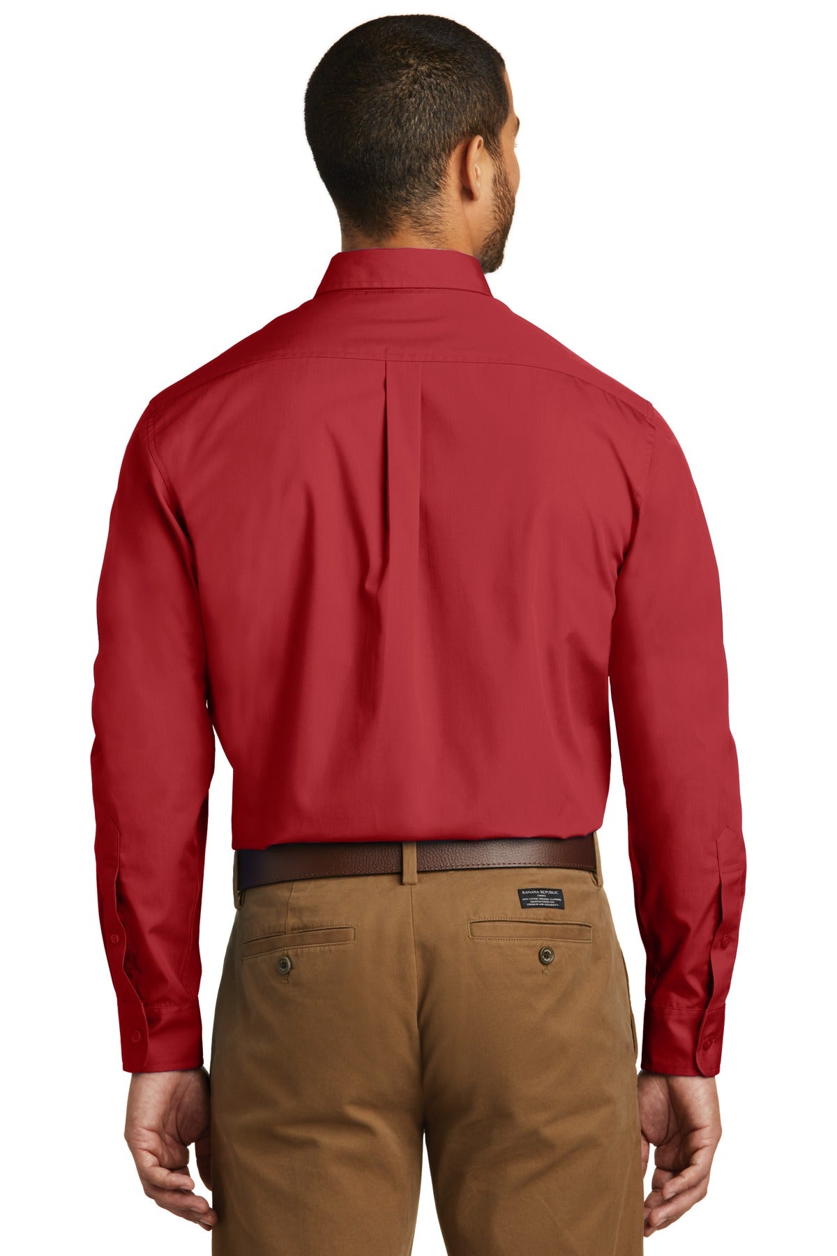 Rich Red Port Authority Long Sleeve Carefree Poplin Shirt. W100