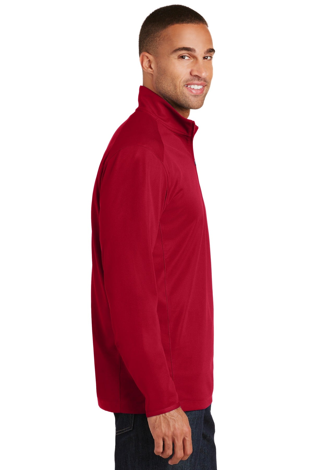 Rich Red Port Authority Pinpoint Mesh 1/2-Zip. K806