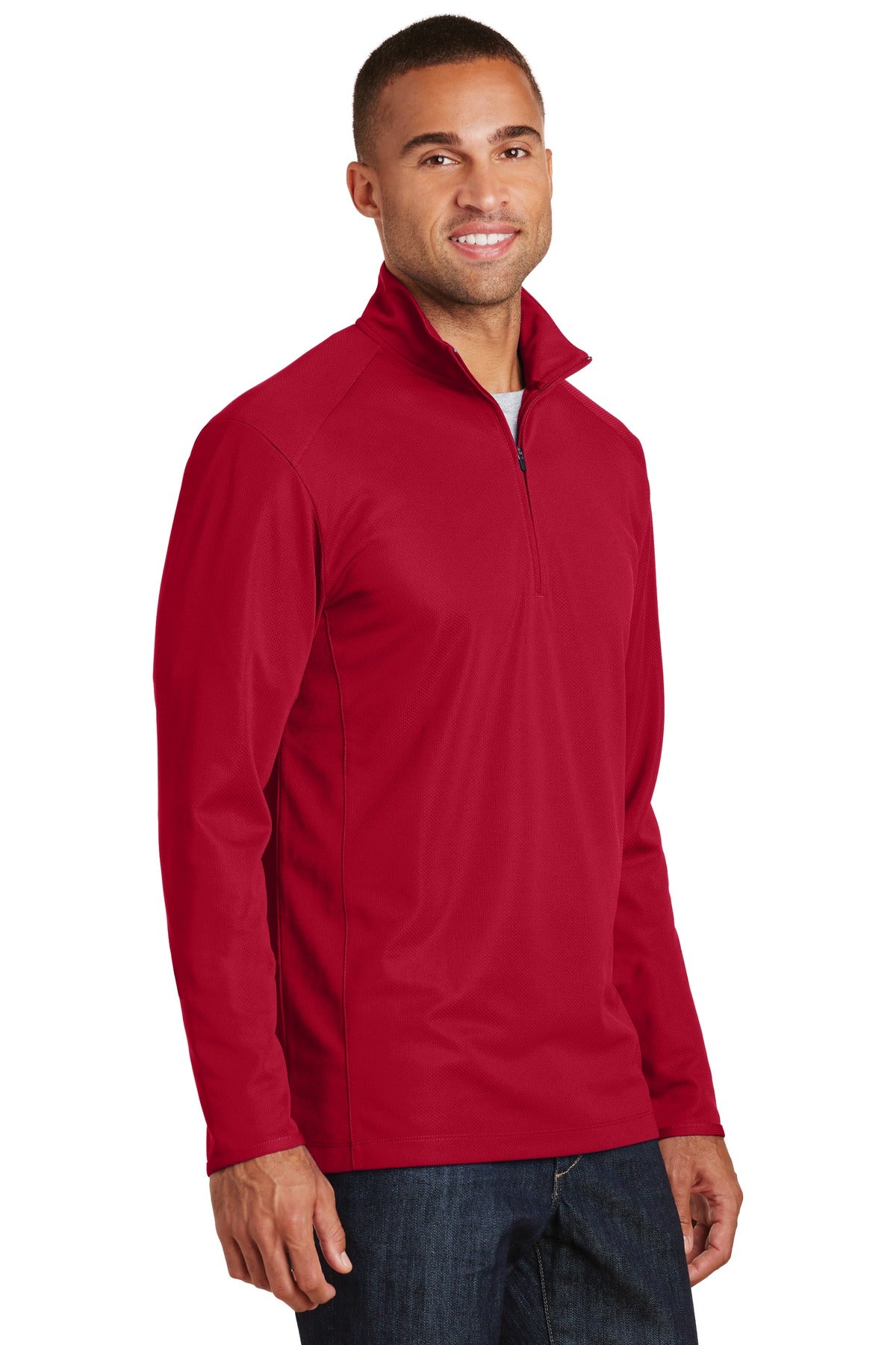 Rich Red Port Authority Pinpoint Mesh 1/2-Zip. K806