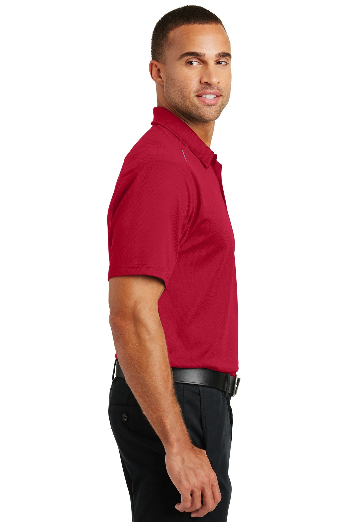 Rich Red Port Authority Pinpoint Mesh Polo. K580