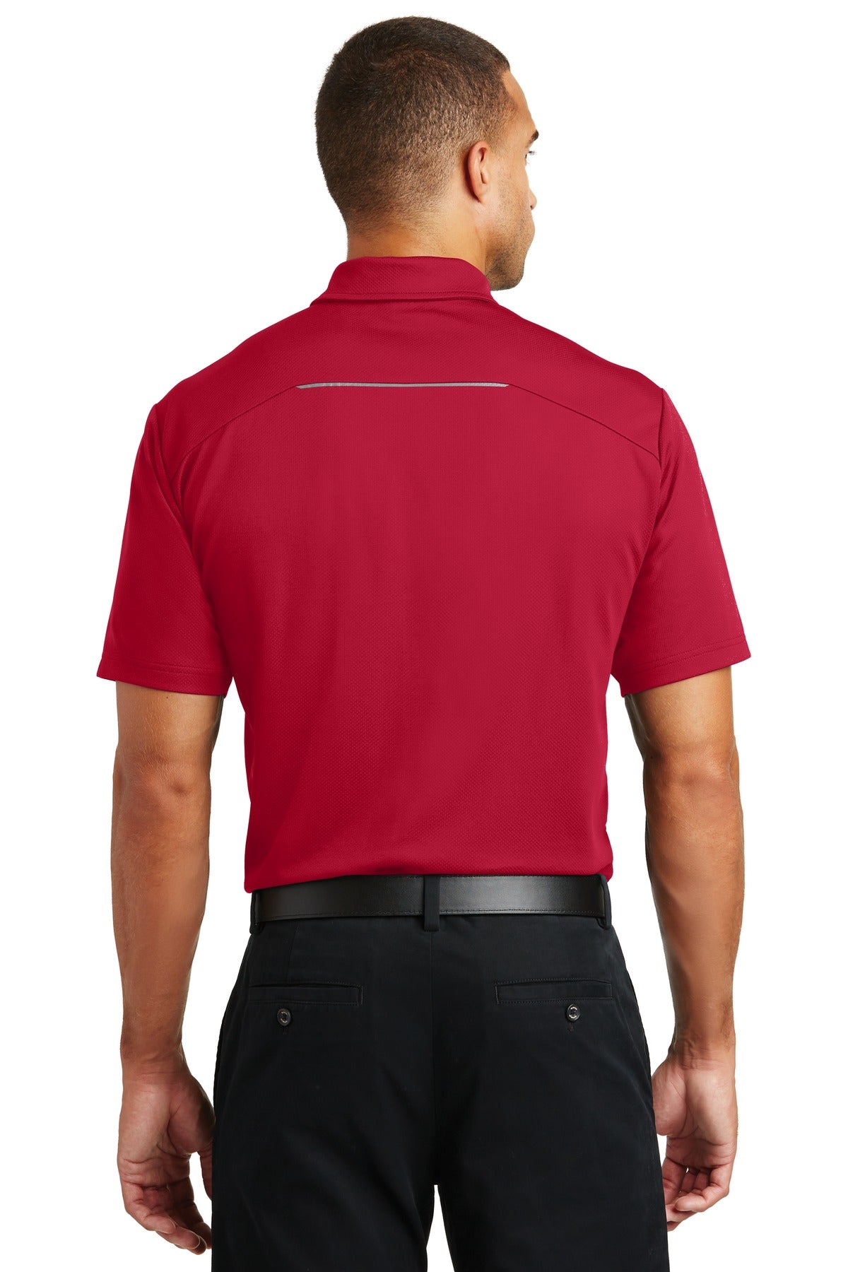 Rich Red Port Authority Pinpoint Mesh Polo. K580