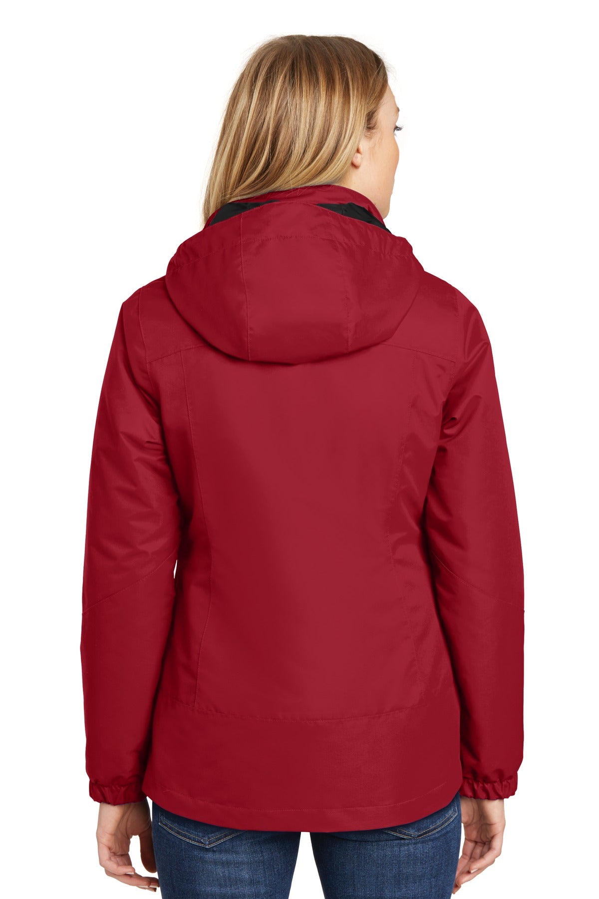 Rich Red/Black Port Authority Women's Vortex Waterproof 3-in-1 Jacket. L332