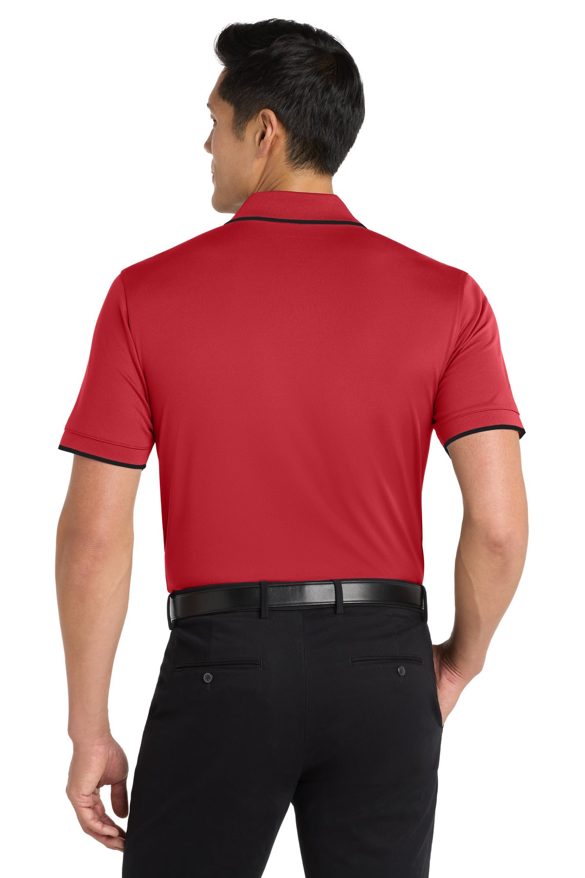 Rich Red/Dp Bk Port Authority Dry Zone UV Micro-Mesh Tipped Polo. K111
