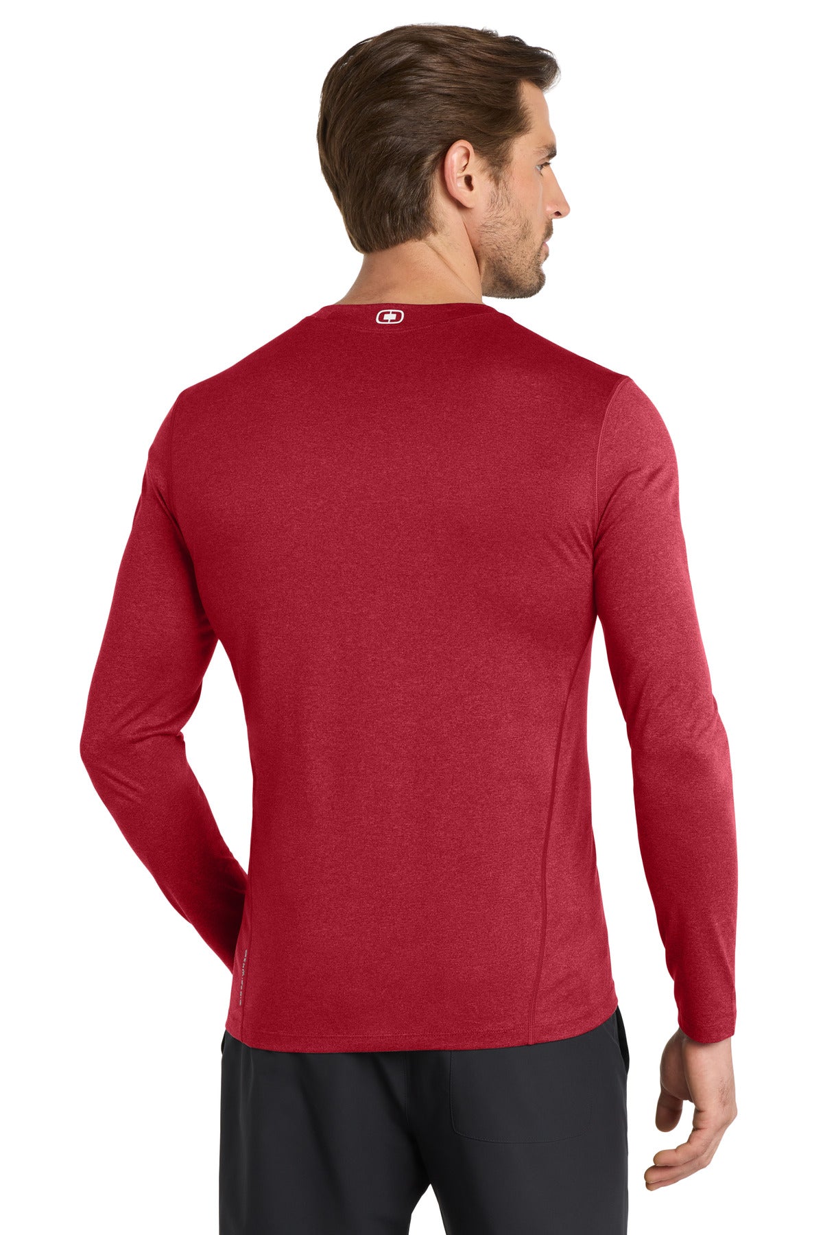 Ripped Red OGIO Long Sleeve Pulse Crew. OE321