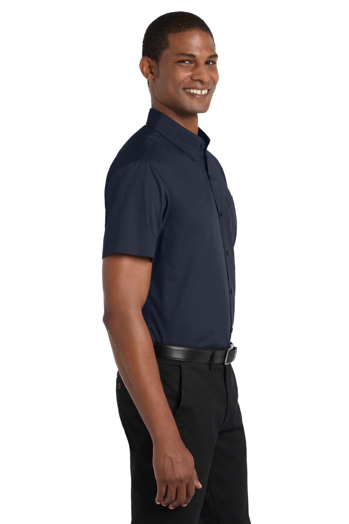 River Blue Nvy Port Authority Short Sleeve Carefree Poplin Shirt. W101